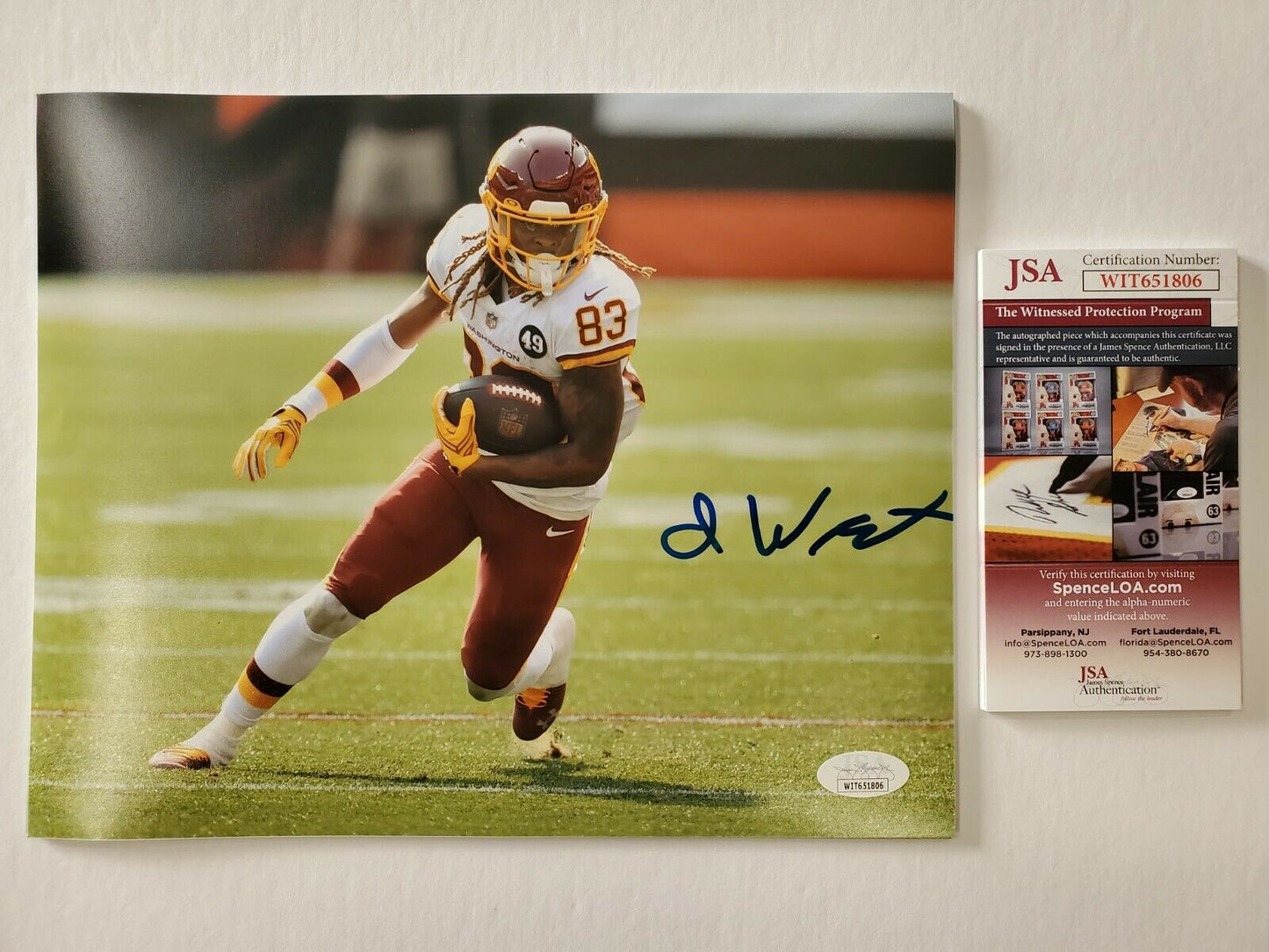 MVP Authentics Washington Football Team Isaiah Wright Autographed 8X10 Photo Jsa Coa 62.10 sports jersey framing , jersey framing