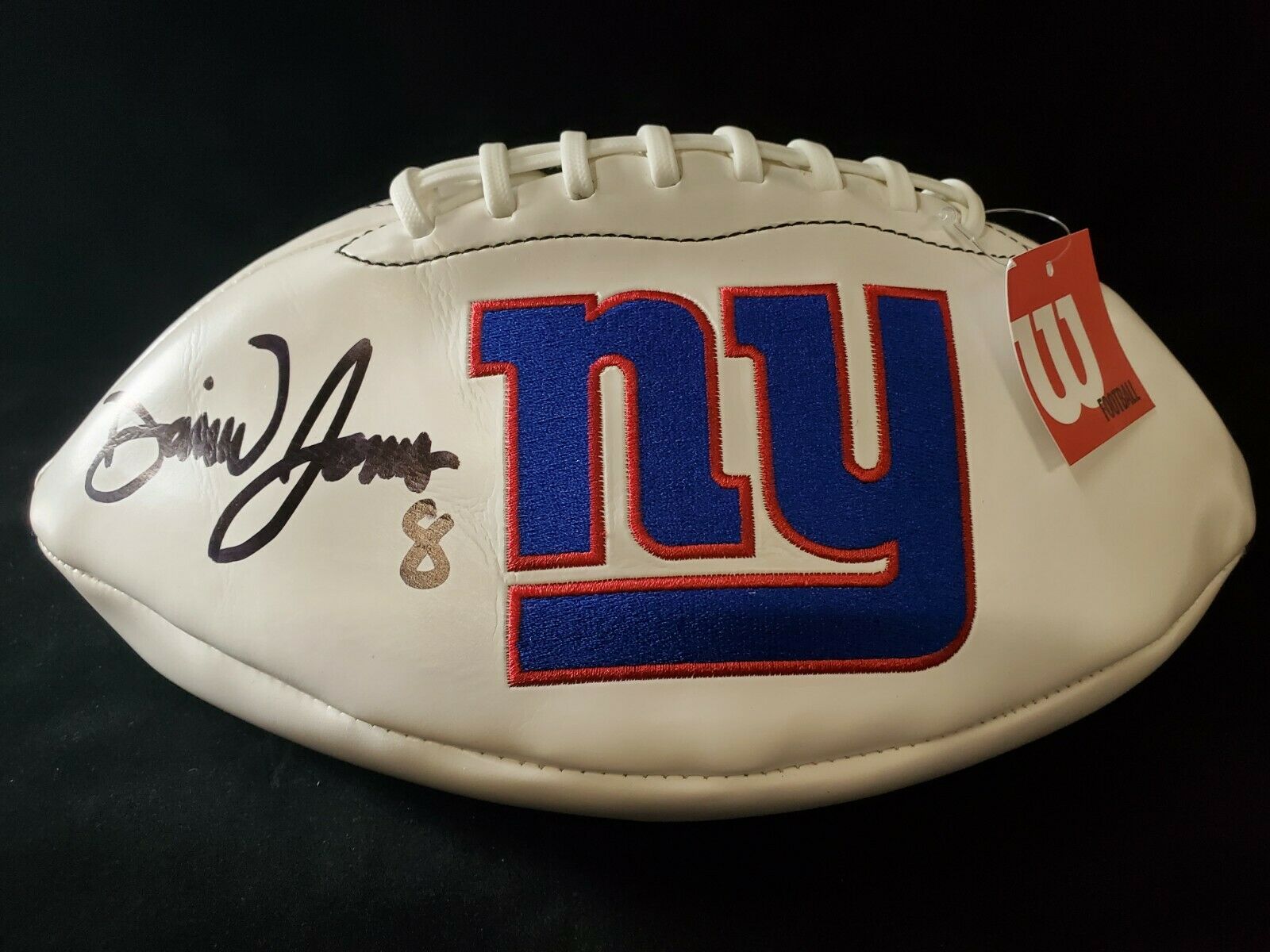 New York Giants Daniel Jones Autographed Signed Logo Football