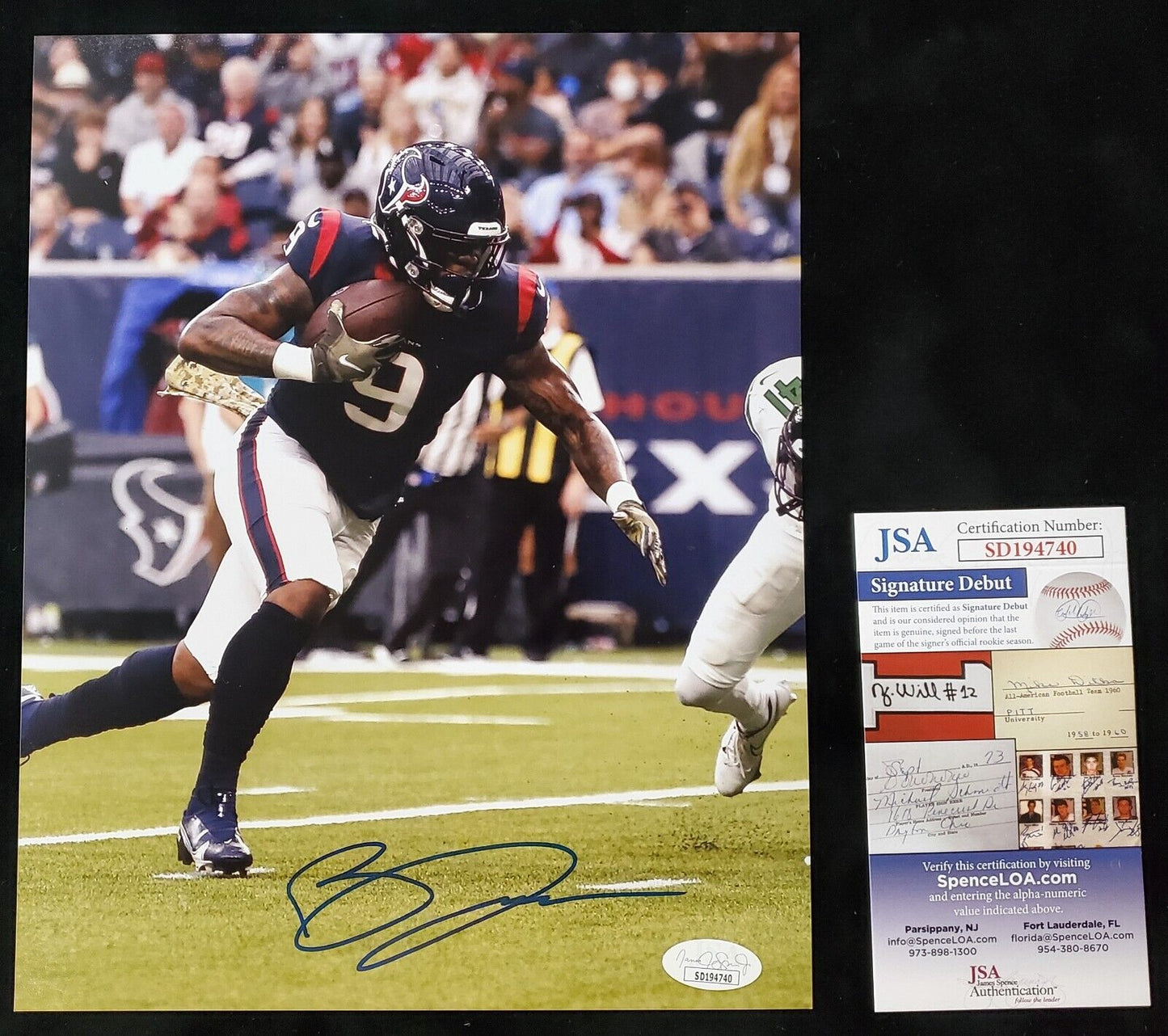 MVP Authentics Houston Texans Brevin Jordan Autographed Signed 8X10 Photo Jsa Coa 54 sports jersey framing , jersey framing