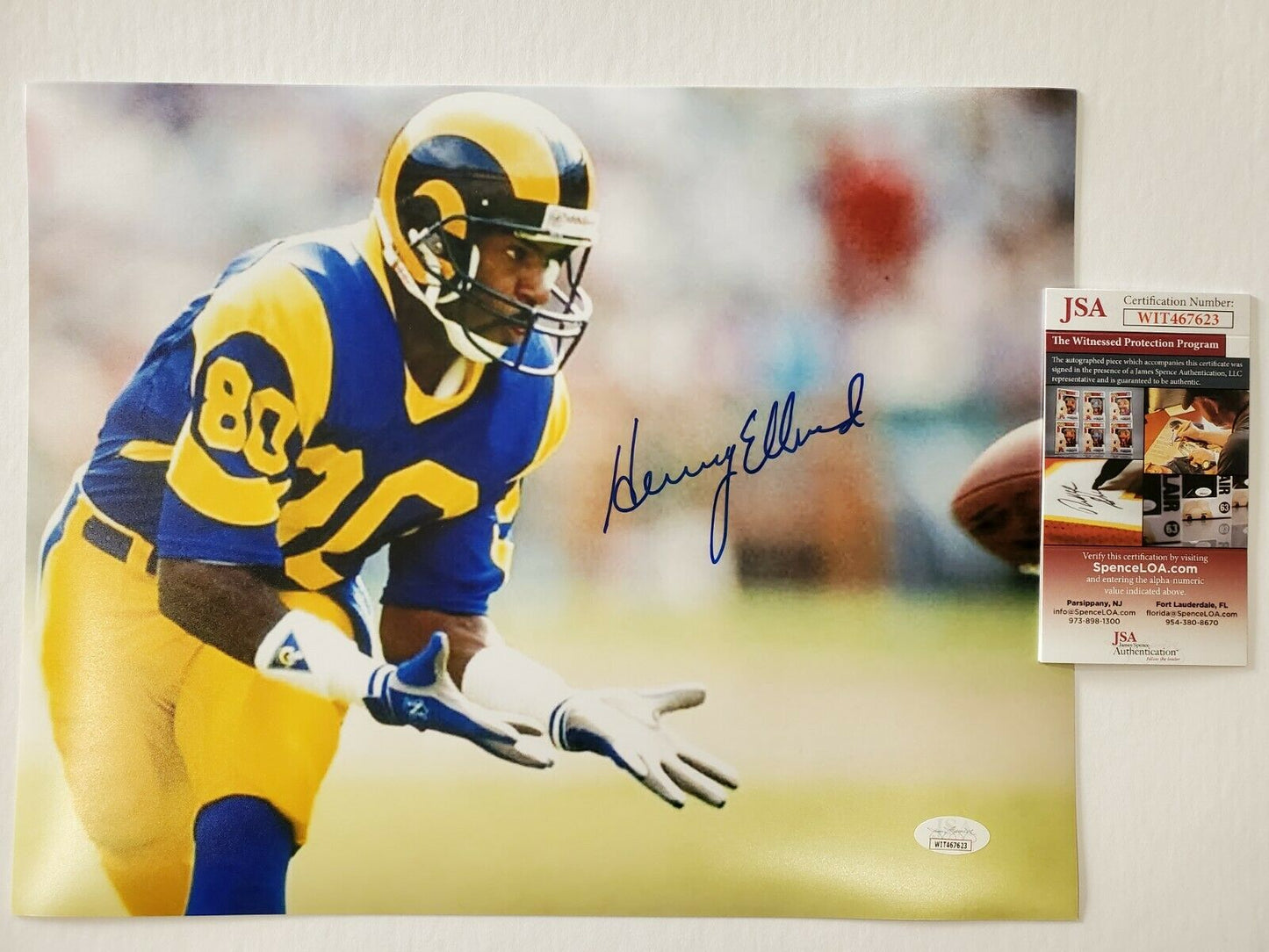 MVP Authentics Los Angeles Rams Henry Ellard Autographed Signed 11X14 Photo Jsa Coa 71.10 sports jersey framing , jersey framing