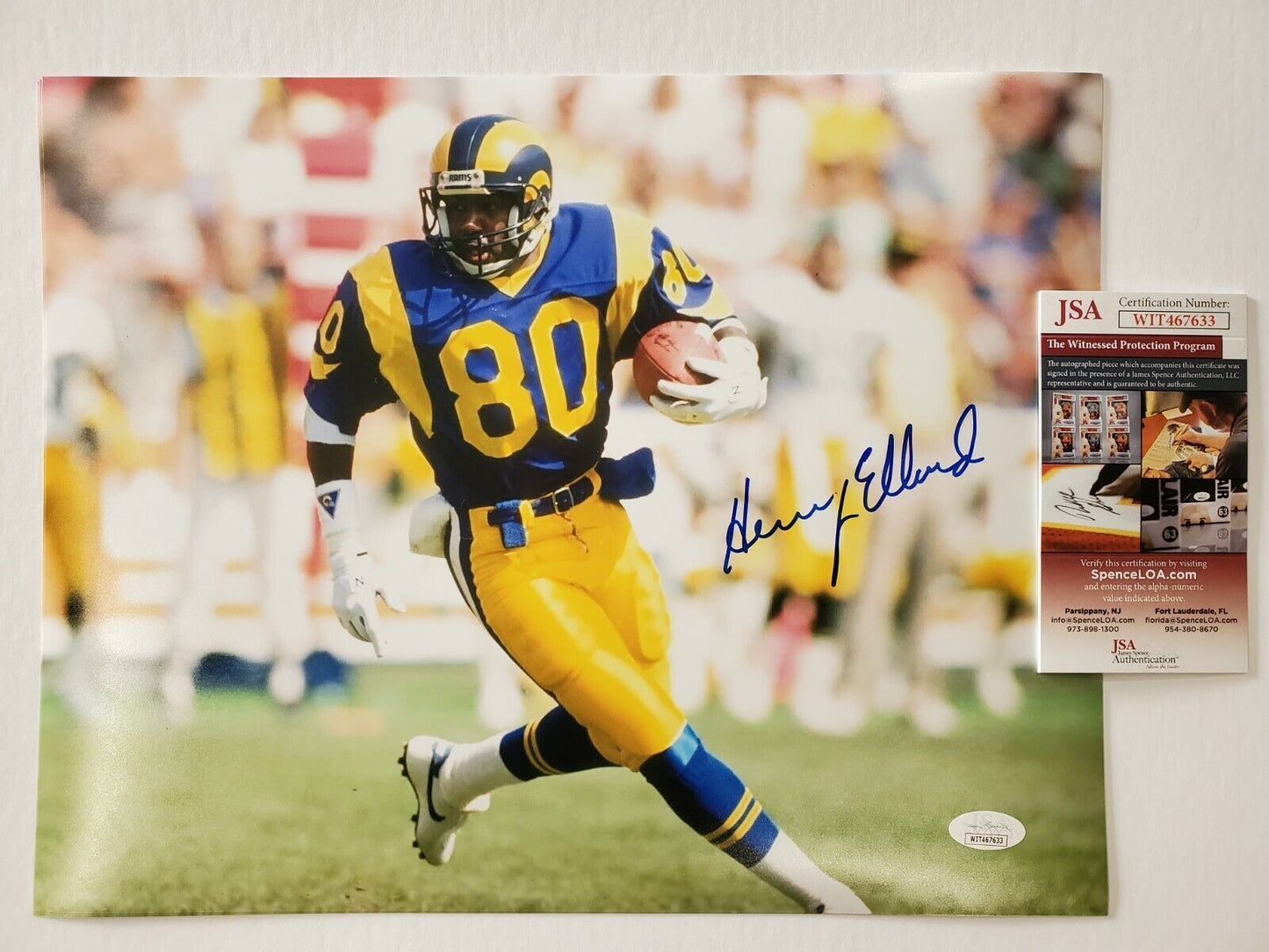 MVP Authentics Los Angeles Rams Henry Ellard Autographed Signed 11X14 Photo Jsa Coa 71.10 sports jersey framing , jersey framing