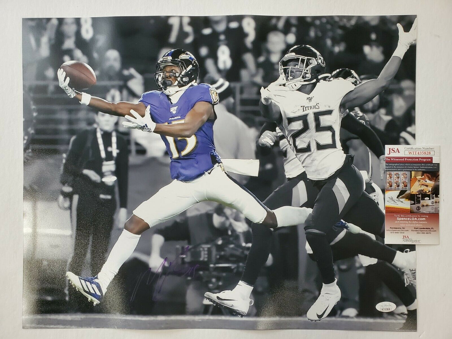 MVP Authentics Baltimore Ravens Marquise Brown Autographed Signed 16X20 Photo Jsa Coa 89.10 sports jersey framing , jersey framing