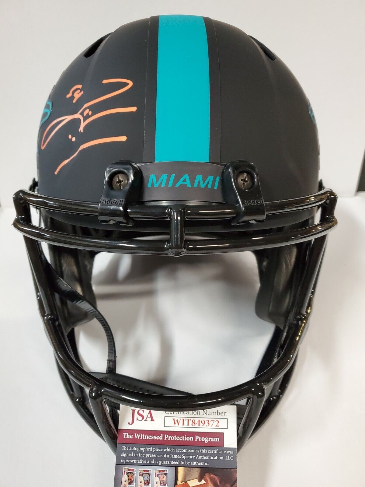 MVP Authentics Miami Dolphins Zach Thomas Signed Insc Full Size Eclipse Rep Helmet Jsa Coa 449.10 sports jersey framing , jersey framing