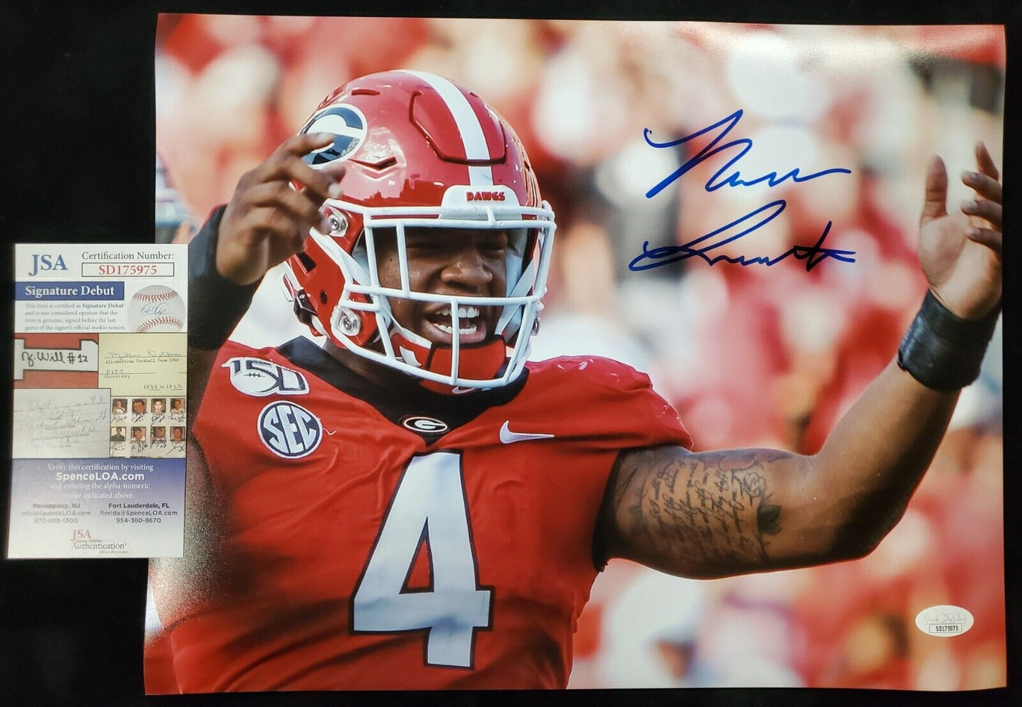 MVP Authentics Georgia Bulldogs Nolan Smith Jr Autographed Signed 11X14 Photo Jsa Coa 58.50 sports jersey framing , jersey framing