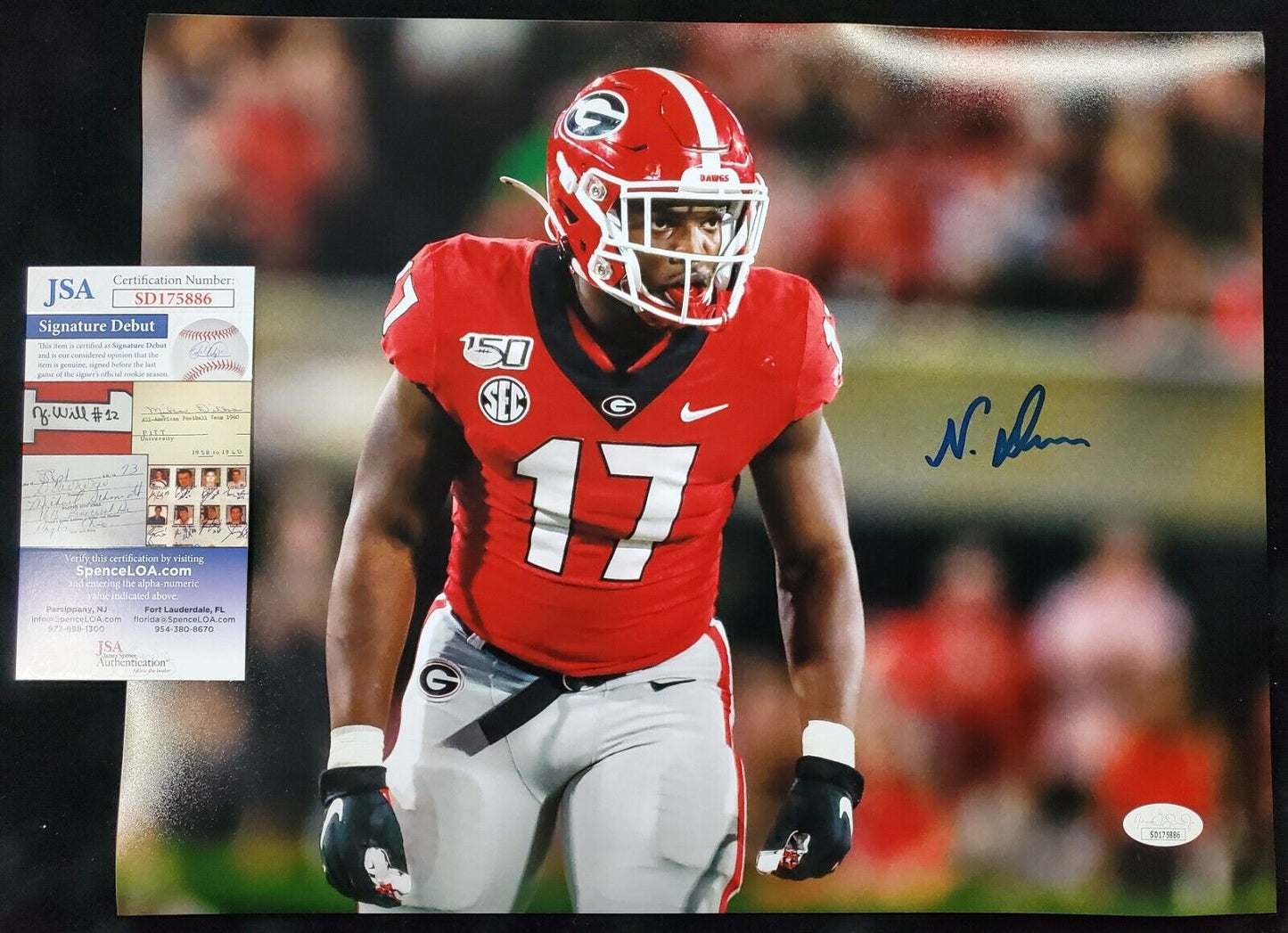 MVP Authentics Georgia Bulldogs Nakobe Dean Autographed Signed 11X14 Photo Jsa Coa 58.50 sports jersey framing , jersey framing