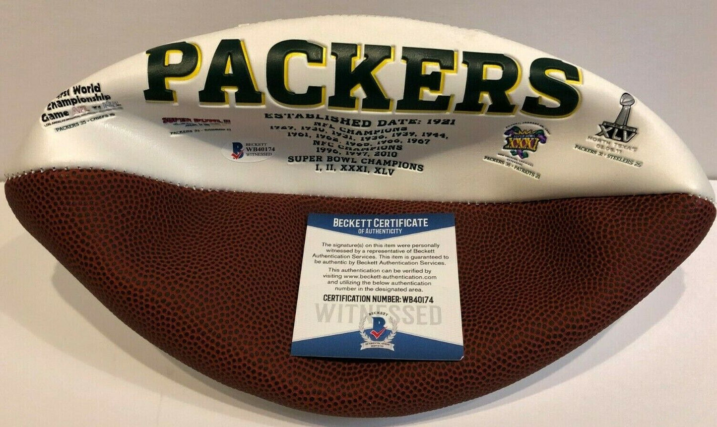 MVP Authentics John Kuhn Autographed Signed Green Bay Packers Logo Football Beckett Coa 107.10 sports jersey framing , jersey framing