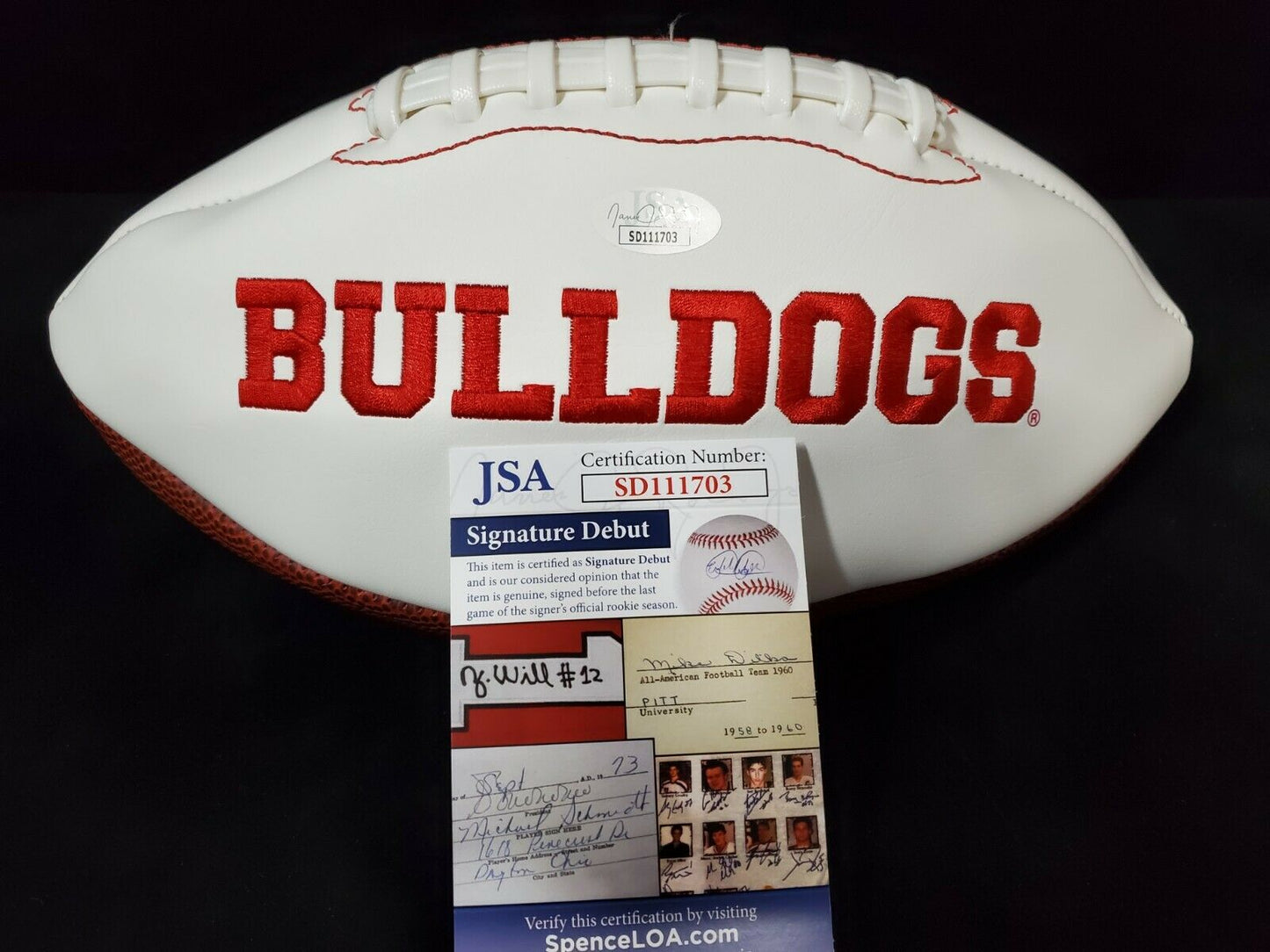 MVP Authentics Georgia Bulldogs Eric Stokes Autographed Inscribed Signed Logo Football Jsa Coa 135 sports jersey framing , jersey framing