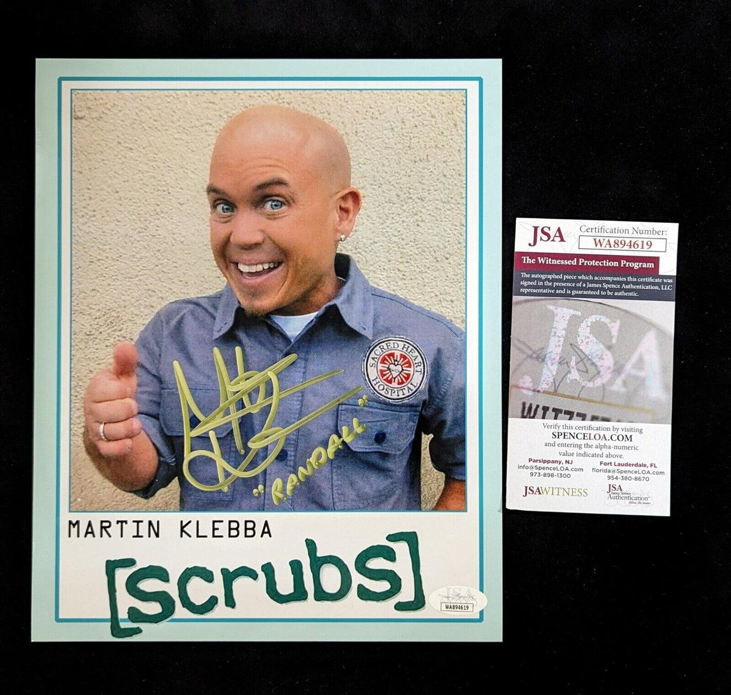 MVP Authentics Martin Klebba Scrubs Hand Signed Autographed 8 X 10 Photo Jsa Coa 67.50 sports jersey framing , jersey framing