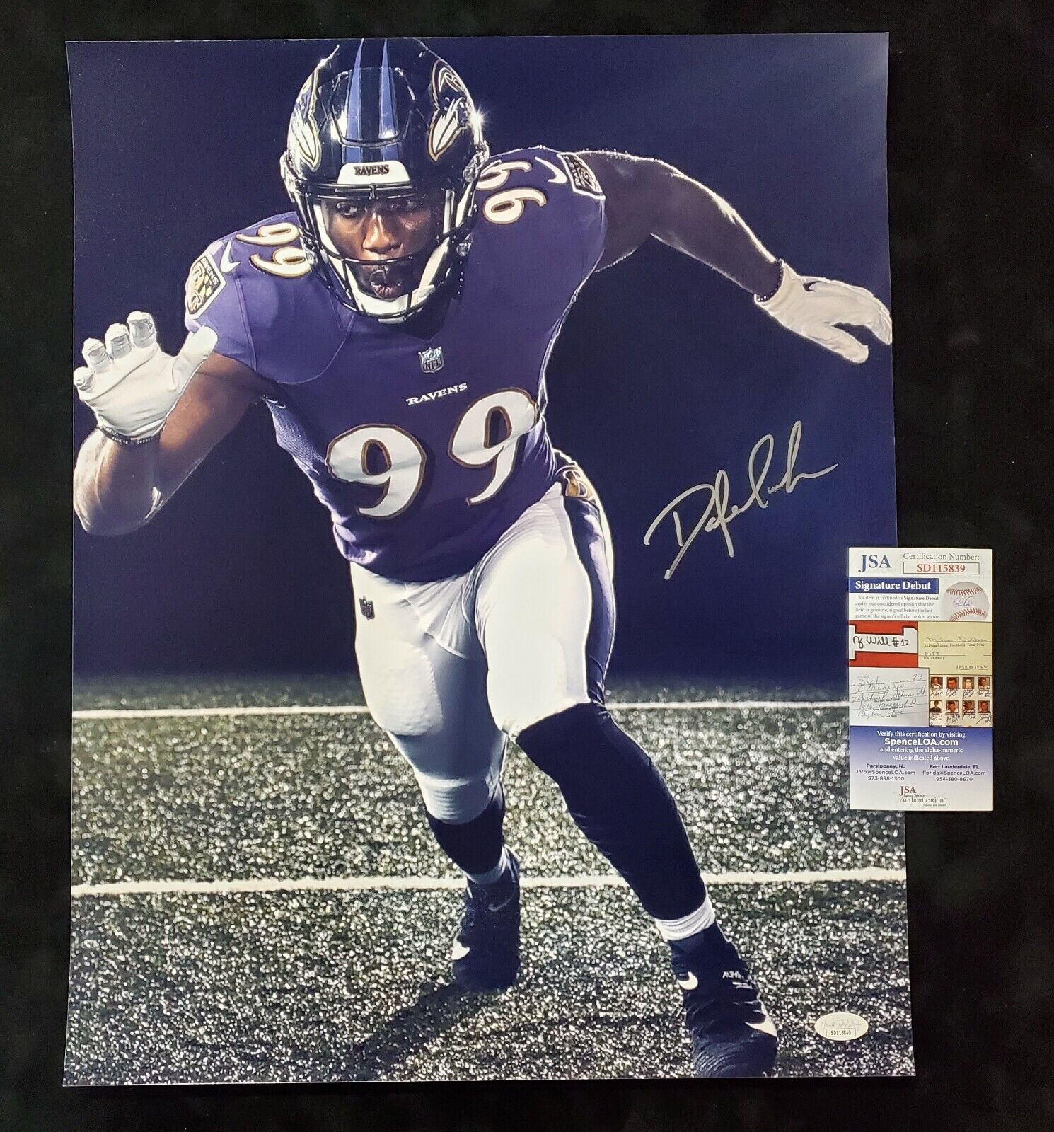 Baltimore Ravens Odafe Oweh Autographed Signed 16X20 Photo Jsa Coa