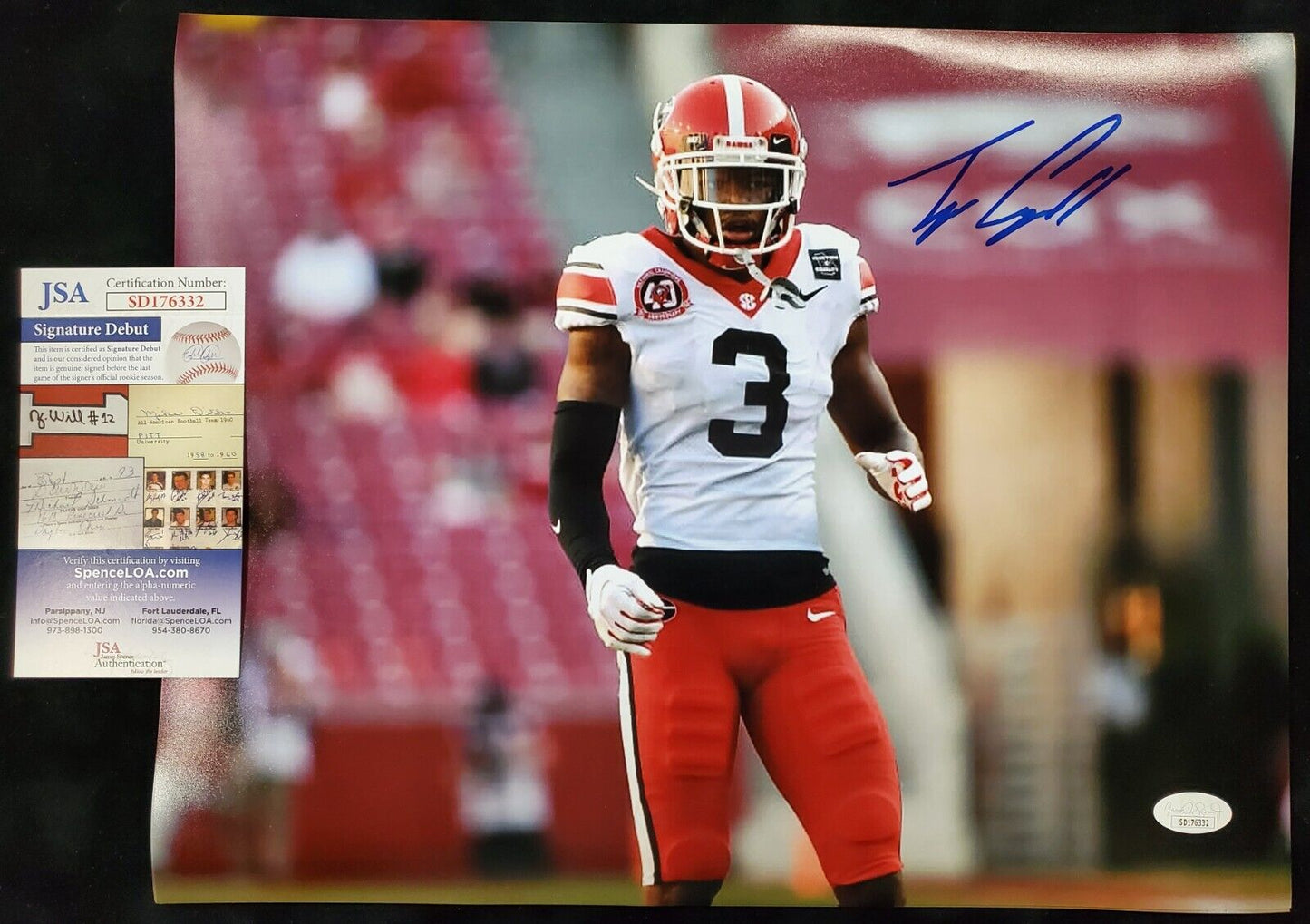 MVP Authentics Georgia Bulldogs Tyson Campbell Autographed Signed 11X14 Photo Jsa Coa 58.50 sports jersey framing , jersey framing