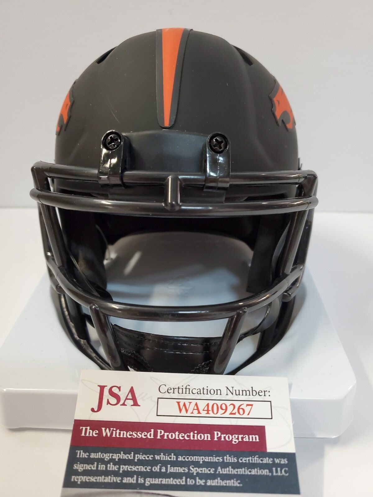 MVP Authentics Denver Broncos Tim Patrick Signed Eclipse Mini Helmet Jsa Coa 103.50 sports jersey framing , jersey framing