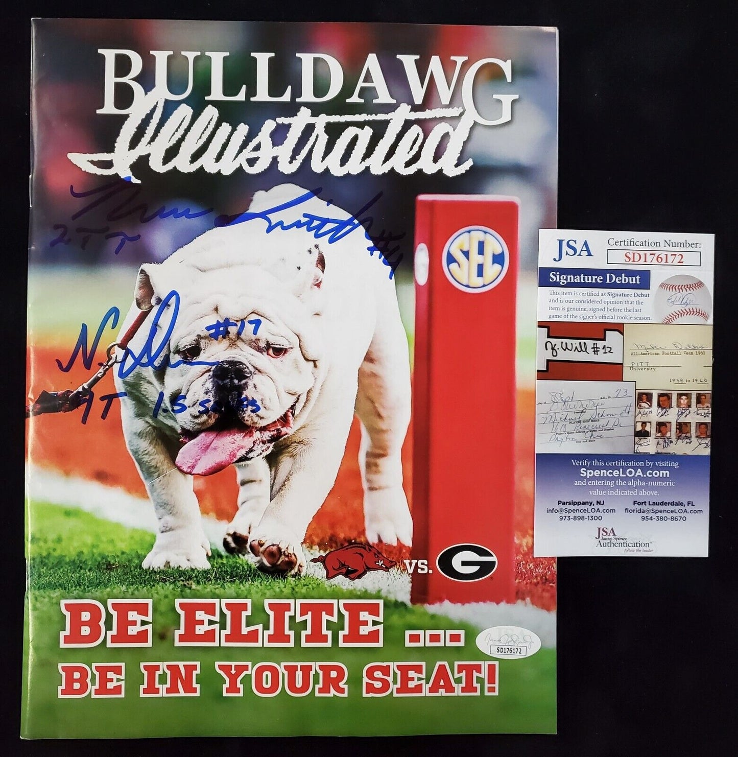 MVP Authentics Georgia Bulldogs Nolan Smith Jr & Nakobe Dean Signed Game Program Jsa Coa 135 sports jersey framing , jersey framing