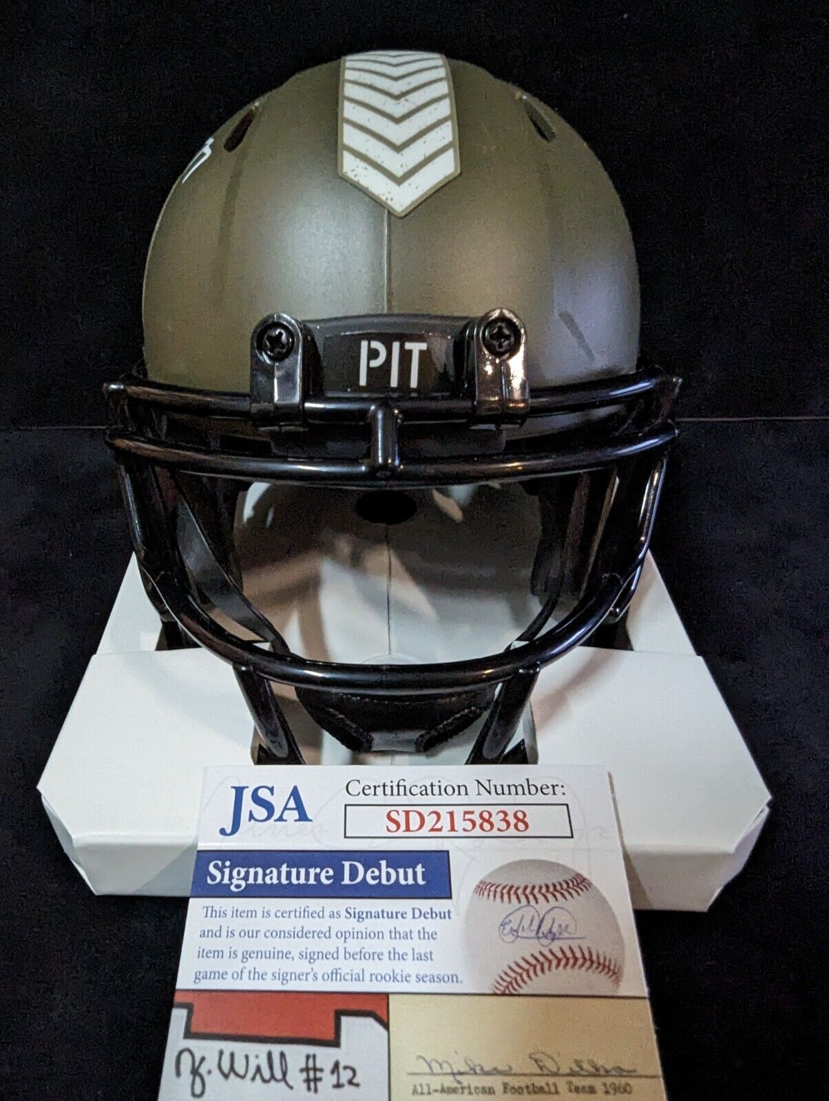 MVP Authentics Pittsburgh Steelers Broderick Jones Autographed Salute Mini Helmet Jsa Coa 90 sports jersey framing , jersey framing