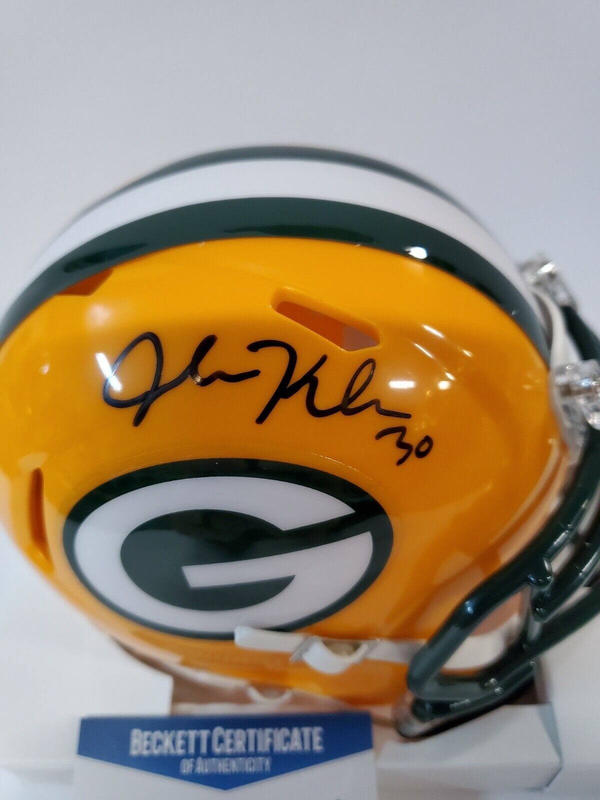 MVP Authentics John Kuhn Autographed Signed G.B. Packers Speed Mini Helmet Beckett Coa 89.10 sports jersey framing , jersey framing