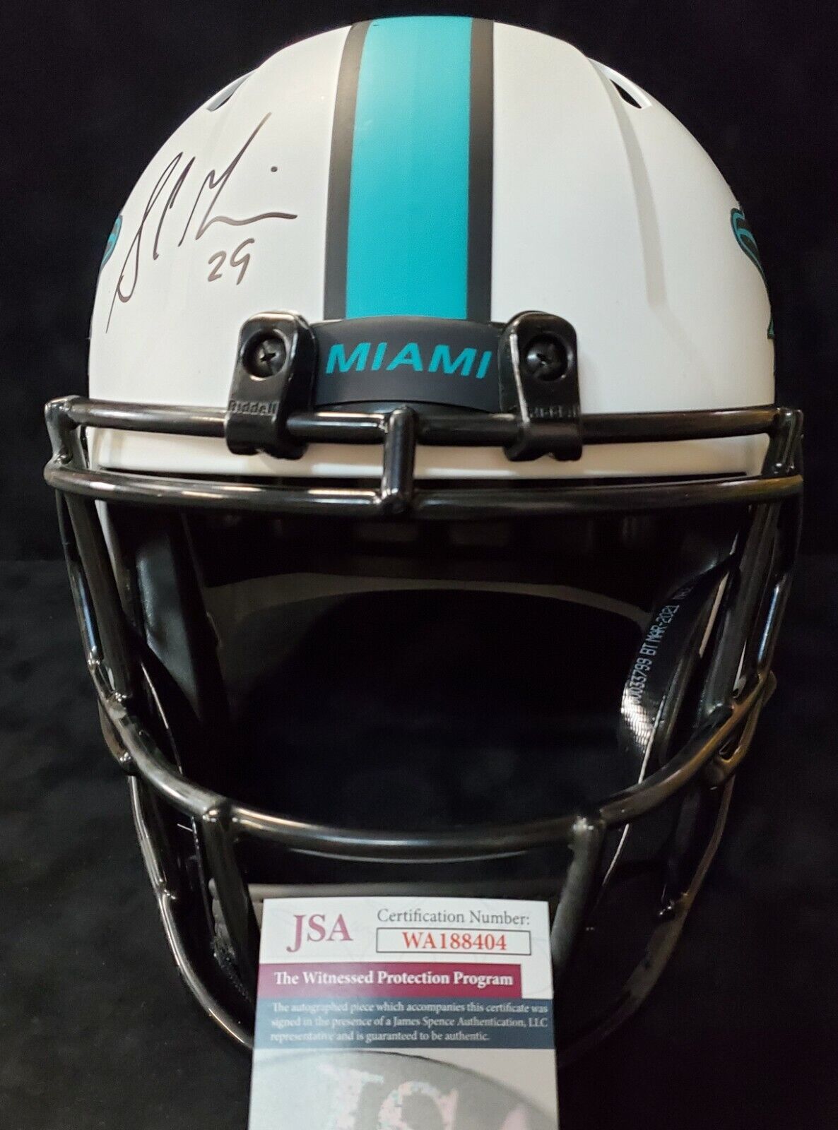MVP Authentics Miami Dolphins Pat Surtain Sam Madison Signed F/S Lunar Replica Helmet Jsa Coa 315 sports jersey framing , jersey framing