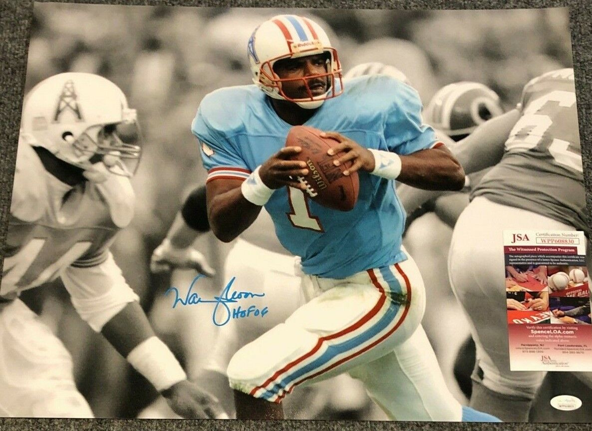 MVP Authentics Houston Oilers Warren Moon Autographed Signed Inscribed 16X20 Photo Jsa Coa 80.10 sports jersey framing , jersey framing
