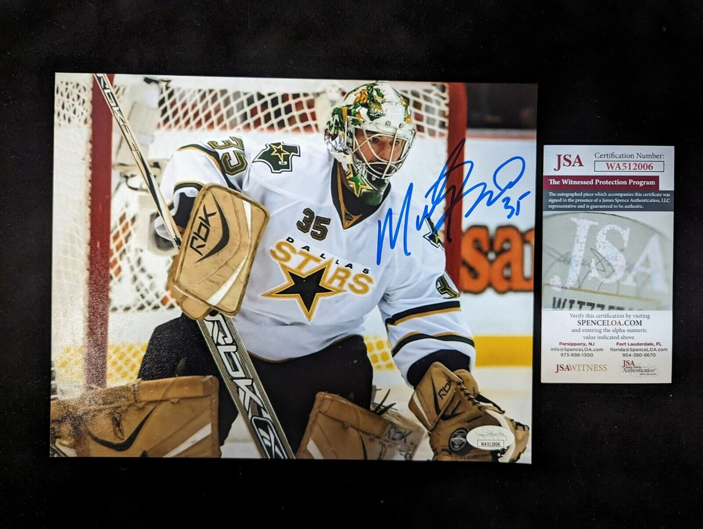 MVP Authentics Dallas Stars Marty Turco Autographed Signed 8X10 Photo Jsa Coa 58.50 sports jersey framing , jersey framing