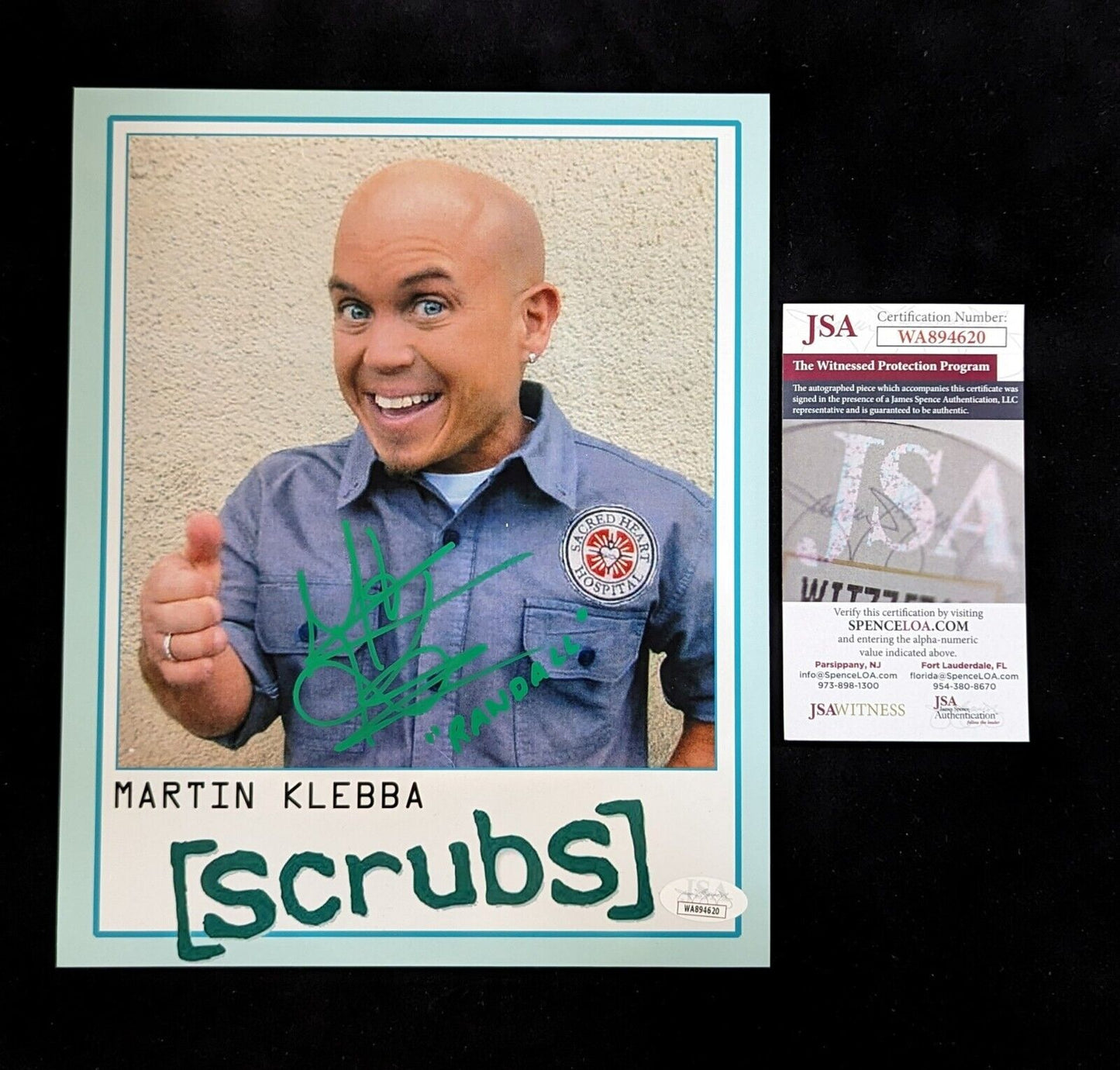 MVP Authentics Martin Klebba Scrubs Hand Signed Autographed 8 X 10 Photo Jsa Coa 67.50 sports jersey framing , jersey framing
