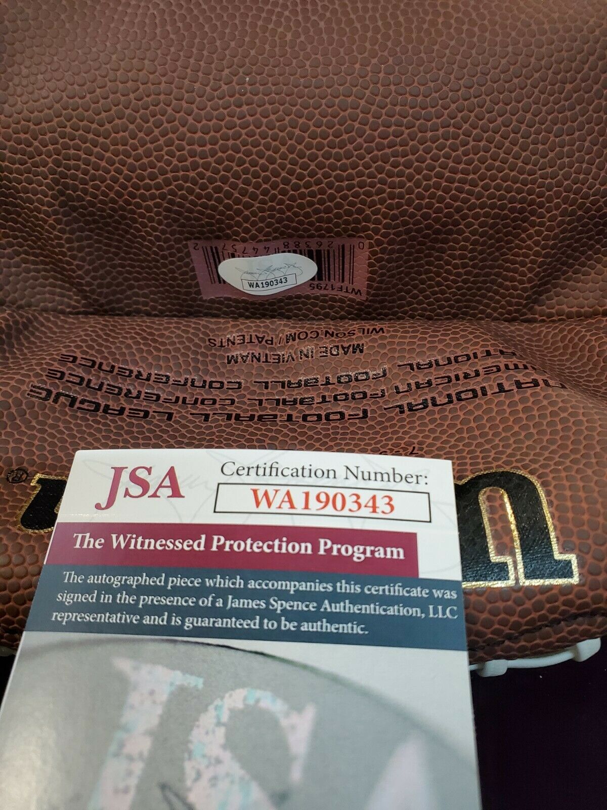 MVP Authentics Tampa Bay Buccaneers Jamel Dean Signed Football Jsa Coa 112.50 sports jersey framing , jersey framing