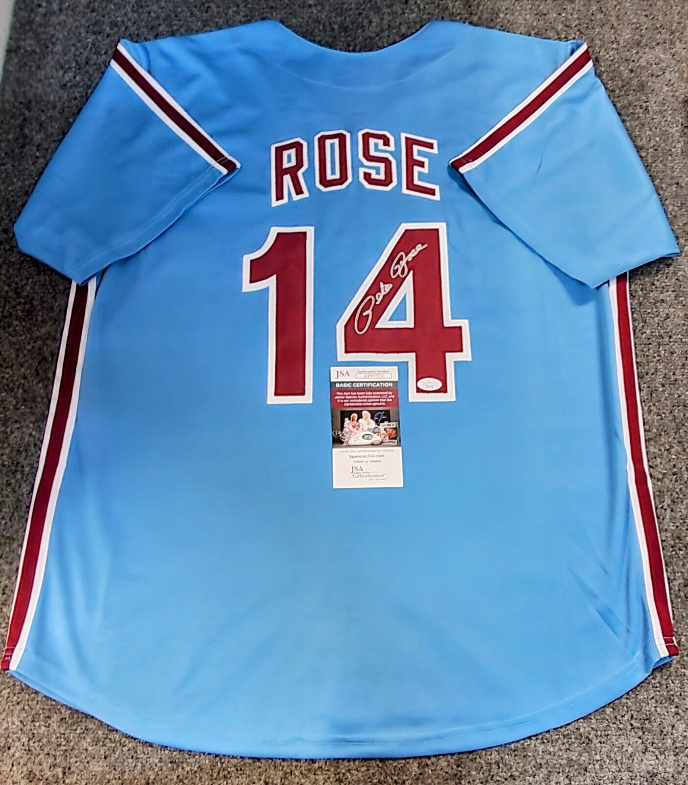 Philadelphia Phillies Pete Rose Autographed Signed Custom Jersey Jsa Coa