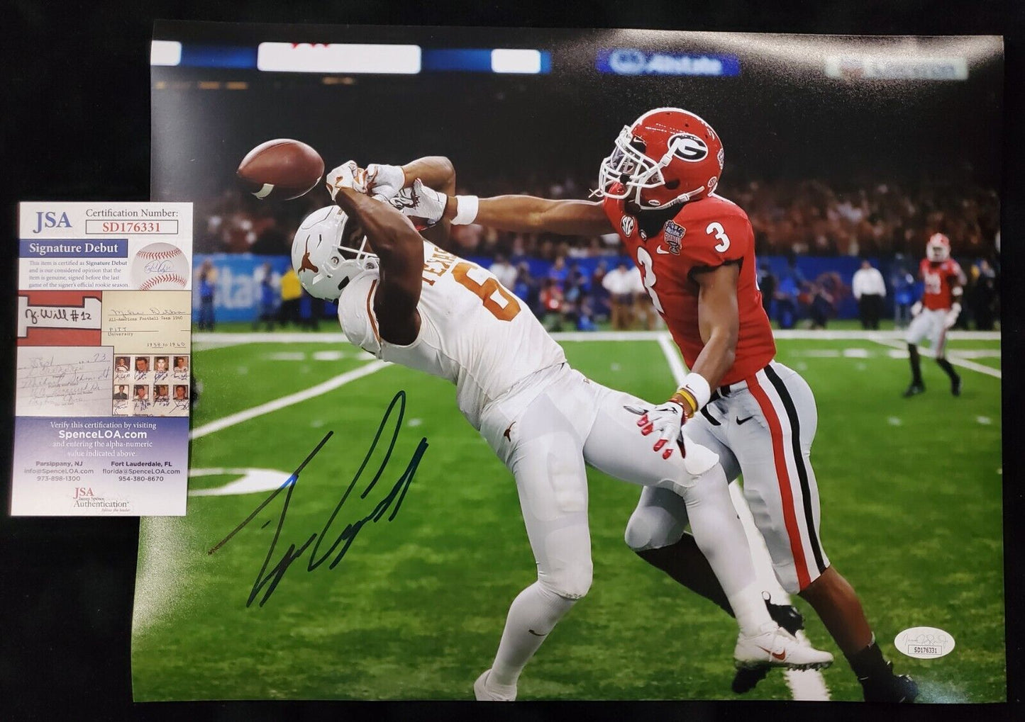 MVP Authentics Georgia Bulldogs Tyson Campbell Autographed Signed 11X14 Photo Jsa Coa 58.50 sports jersey framing , jersey framing