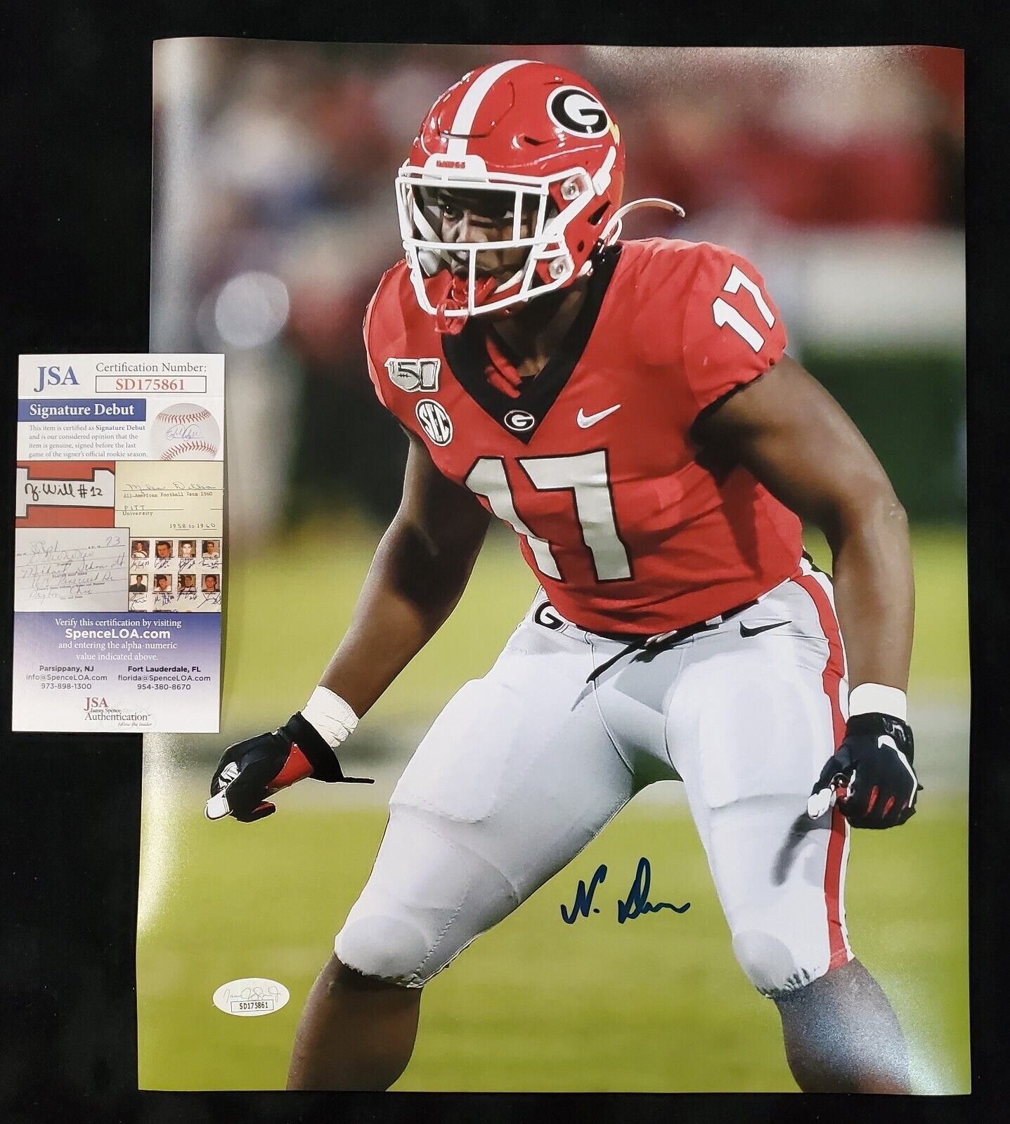MVP Authentics Georgia Bulldogs Nakobe Dean Autographed Signed 11X14 Photo Jsa Coa 58.50 sports jersey framing , jersey framing
