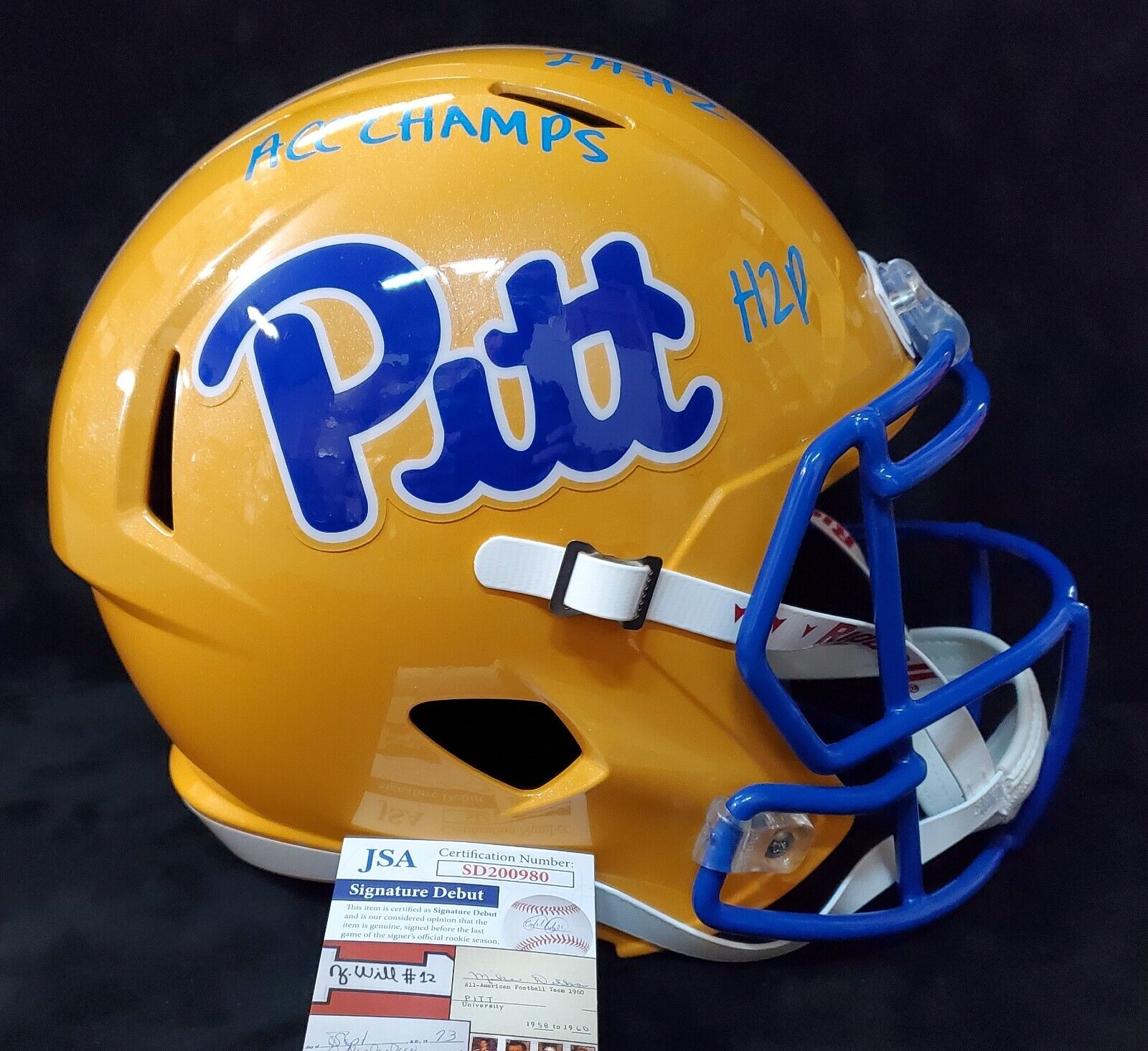 Pitt Panthers Izzy Abanikanda Signed 3X Inscribed Full Size Replica Helmet Jsa Pitt Panthers Izzy Abanikanda Signed 3X Inscribed Full Size Replica Helmet Jsa