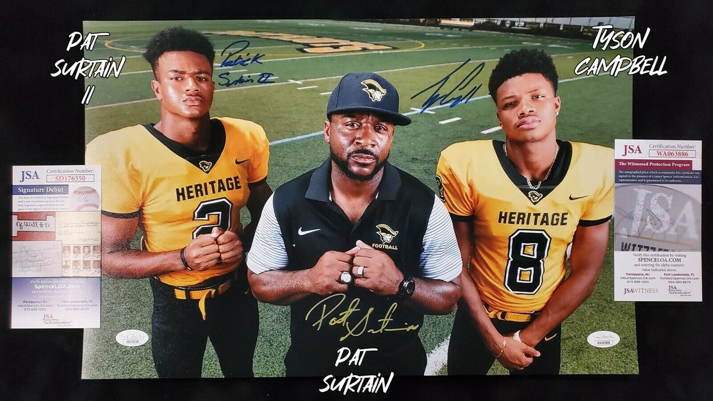 MVP Authentics American Heritage Pat Surtain Tyson Campbell Pat Surtain Ii 11X17 Photo Jsa Coa 180 sports jersey framing , jersey framing