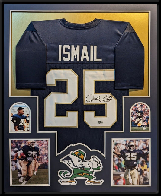 MVP Authentics Framed Notre Dame Fighting Irish Raghib Rocket Ismail Autographed Jersey Beckett 405 sports jersey framing , jersey framing