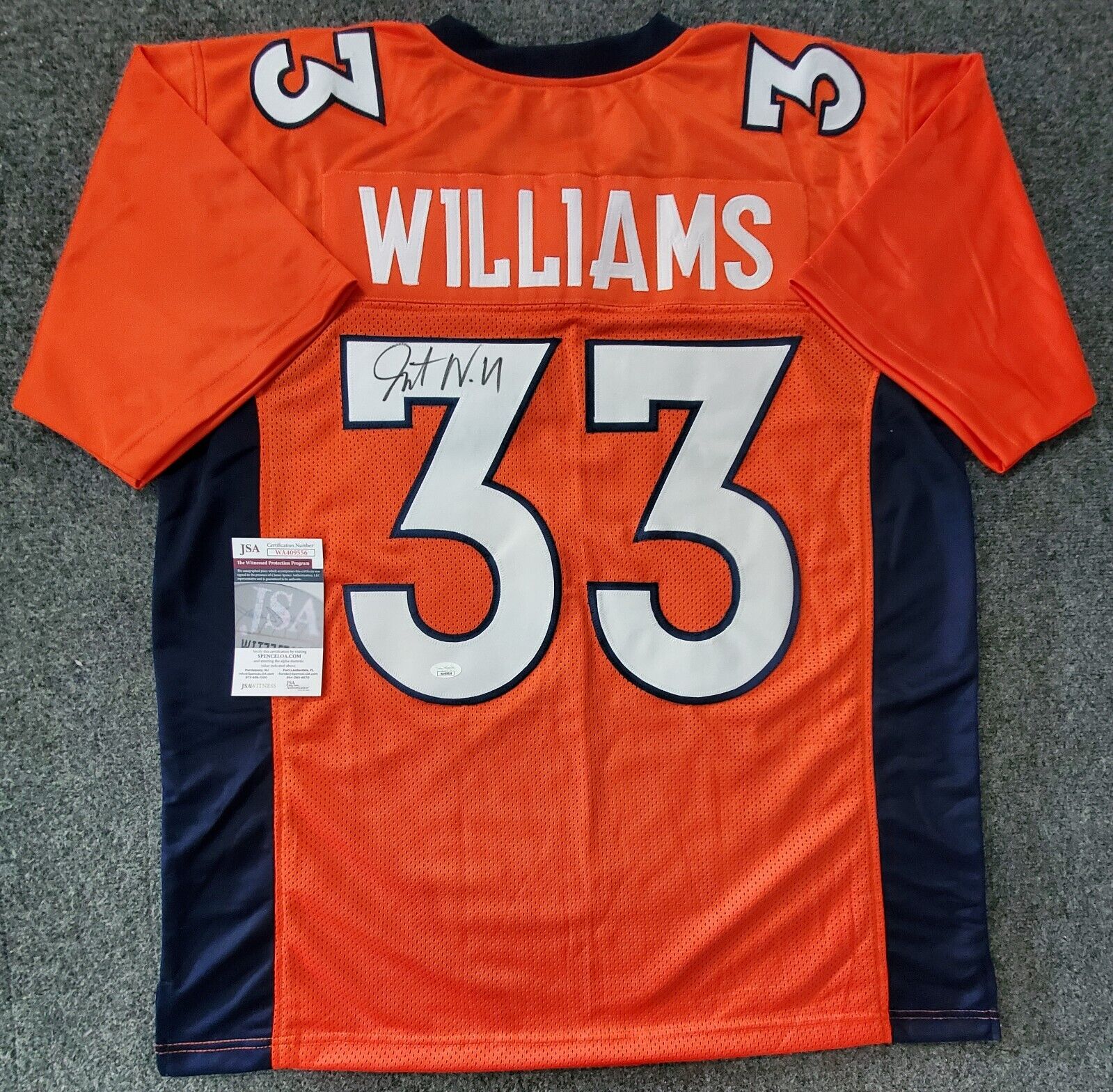 Denver Broncos Javonte Williams Autographed Signed Jersey Jsa Coa