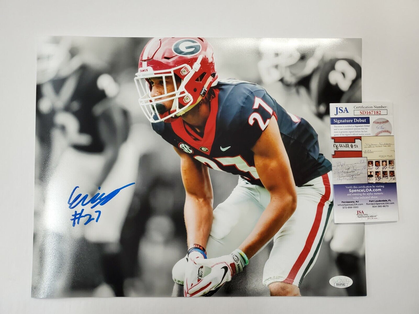 MVP Authentics Georgia Bulldogs Eric Stokes Autographed Signed 11X14 Photo Jsa Coa 71.10 sports jersey framing , jersey framing