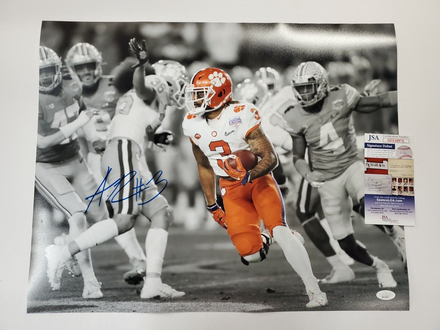 MVP Authentics Clemson Tigers Amari Rodgers Autographed Signed 16X20 Photo Jsa Coa 89.10 sports jersey framing , jersey framing