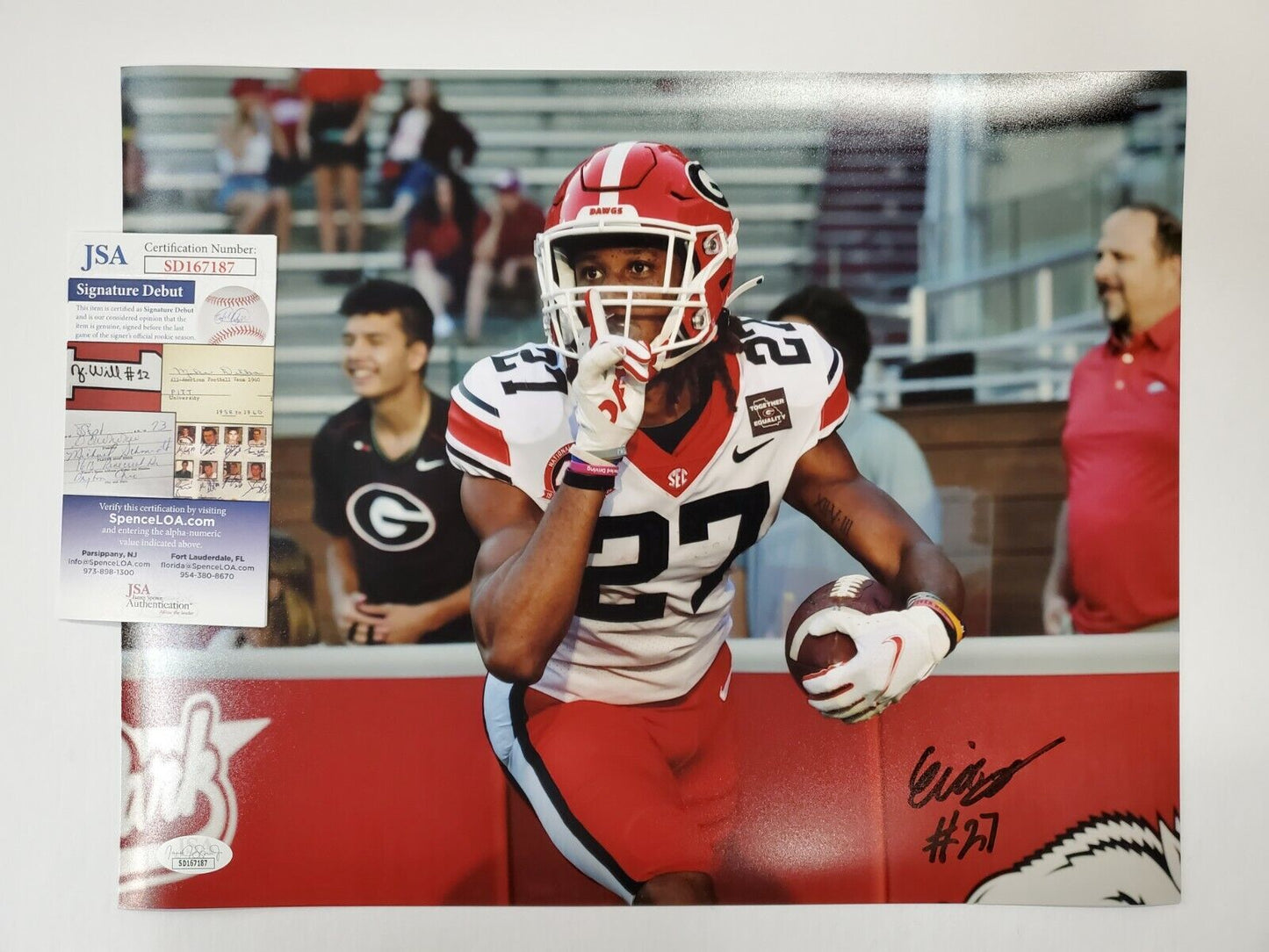 MVP Authentics Georgia Bulldogs Eric Stokes Autographed Signed 11X14 Photo Jsa Coa 71.10 sports jersey framing , jersey framing