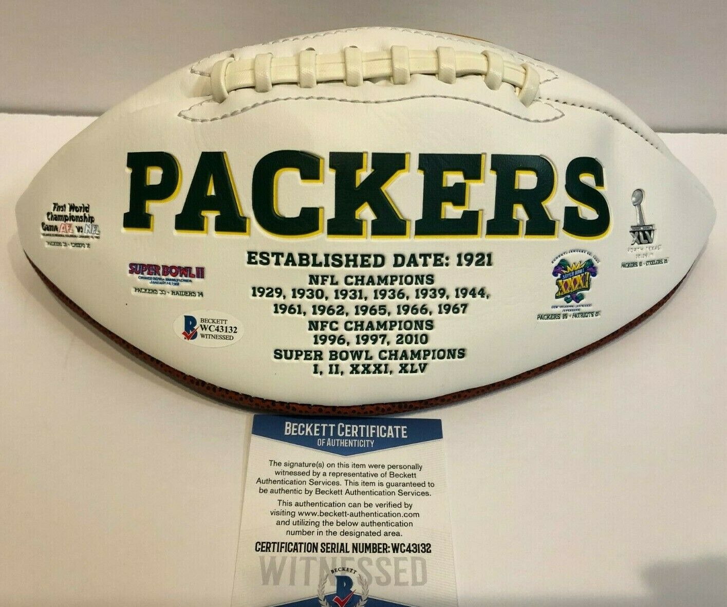 MVP Authentics Mark Chmura Autographed Signed Green Bay Packers Logo Football Beckett Coa 89.10 sports jersey framing , jersey framing