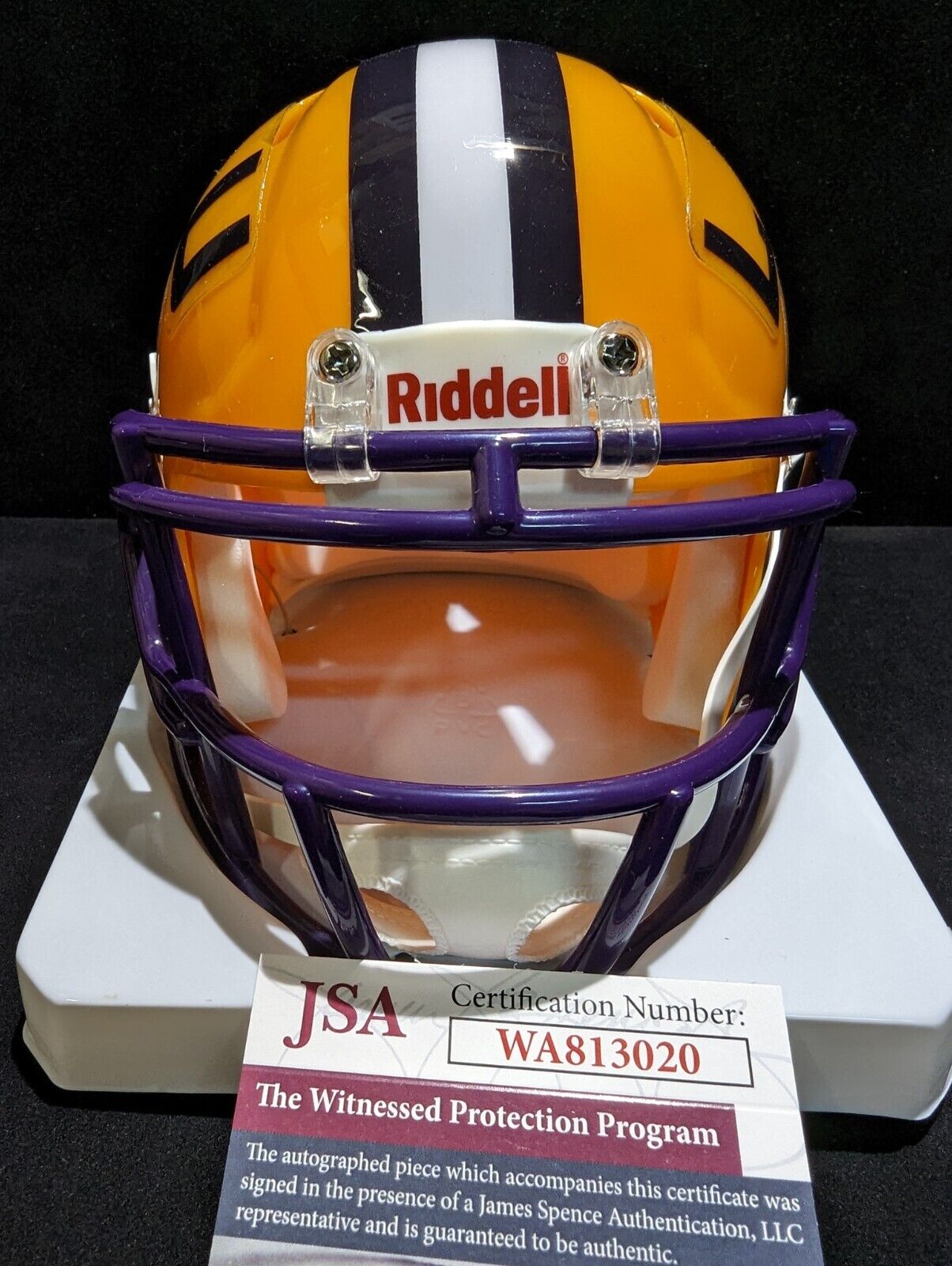 MVP Authentics Lsu Tigers Patrick Queen Autographed Speed Mini Helmet Jsa Coa 126 sports jersey framing , jersey framing
