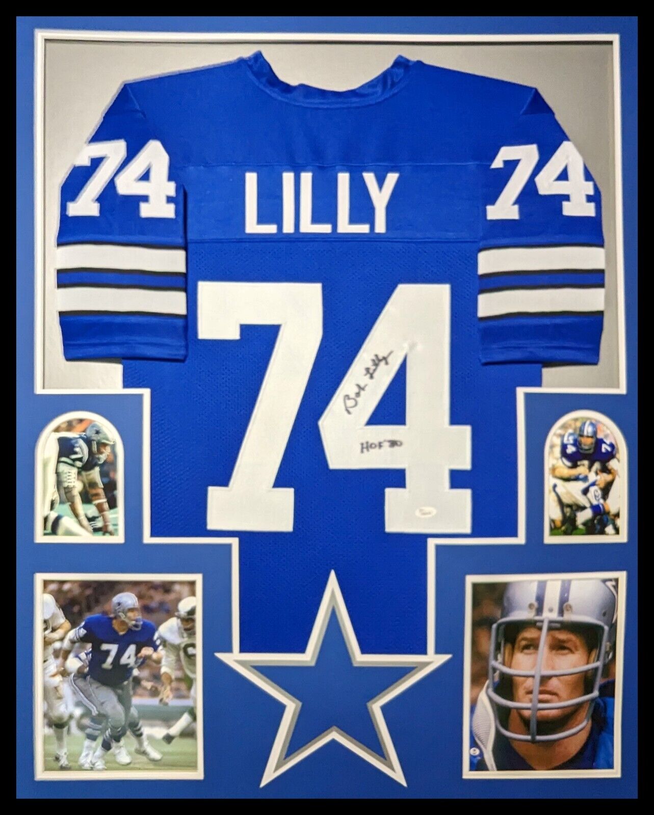 Framed Dallas Cowboys Bob Lilly Autographed Signed Inscribed