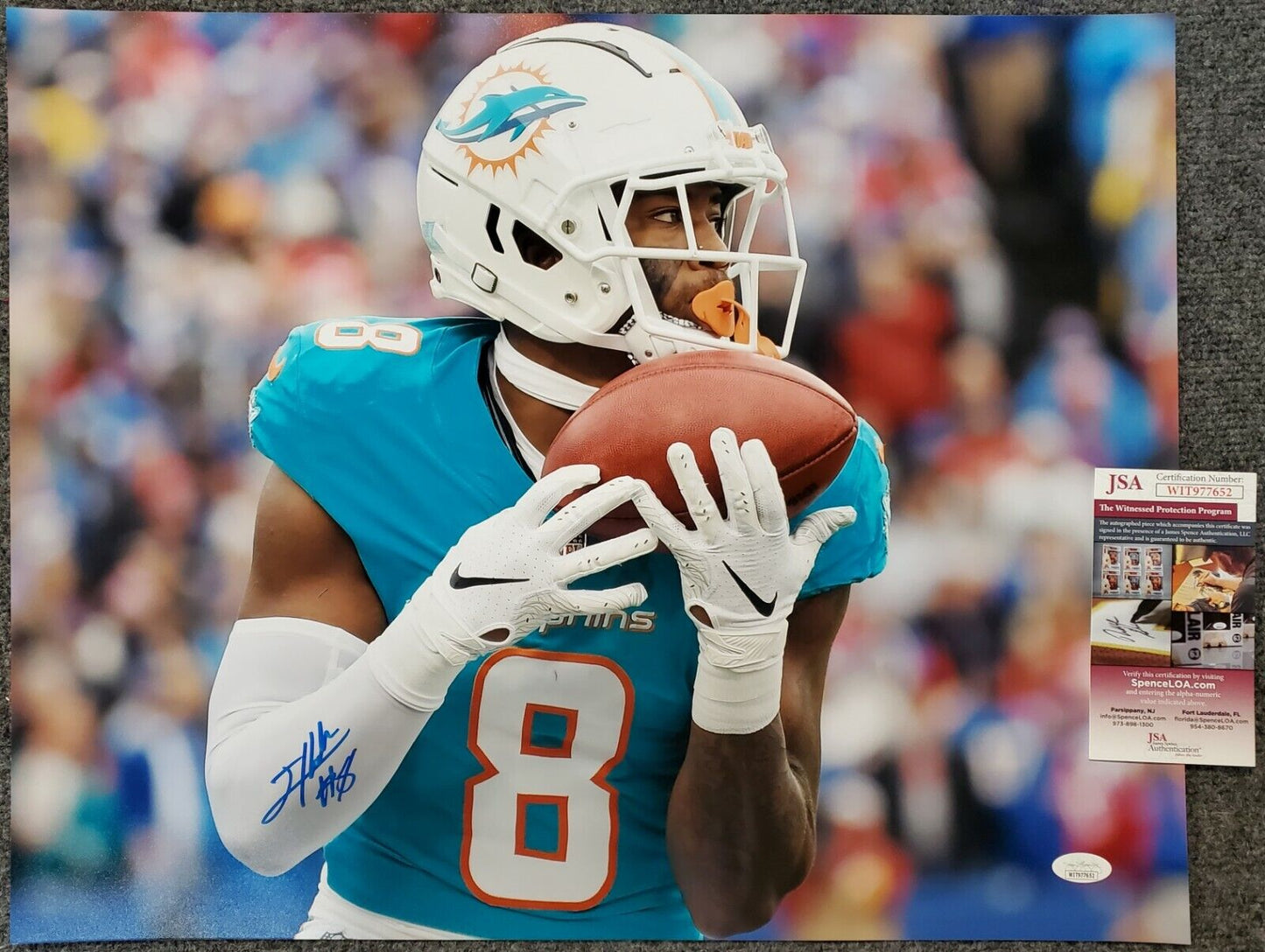 MVP Authentics Miami Dolphins Jevon Holland Autographed Signed 16X20 Photo Jsa Coa 99 sports jersey framing , jersey framing
