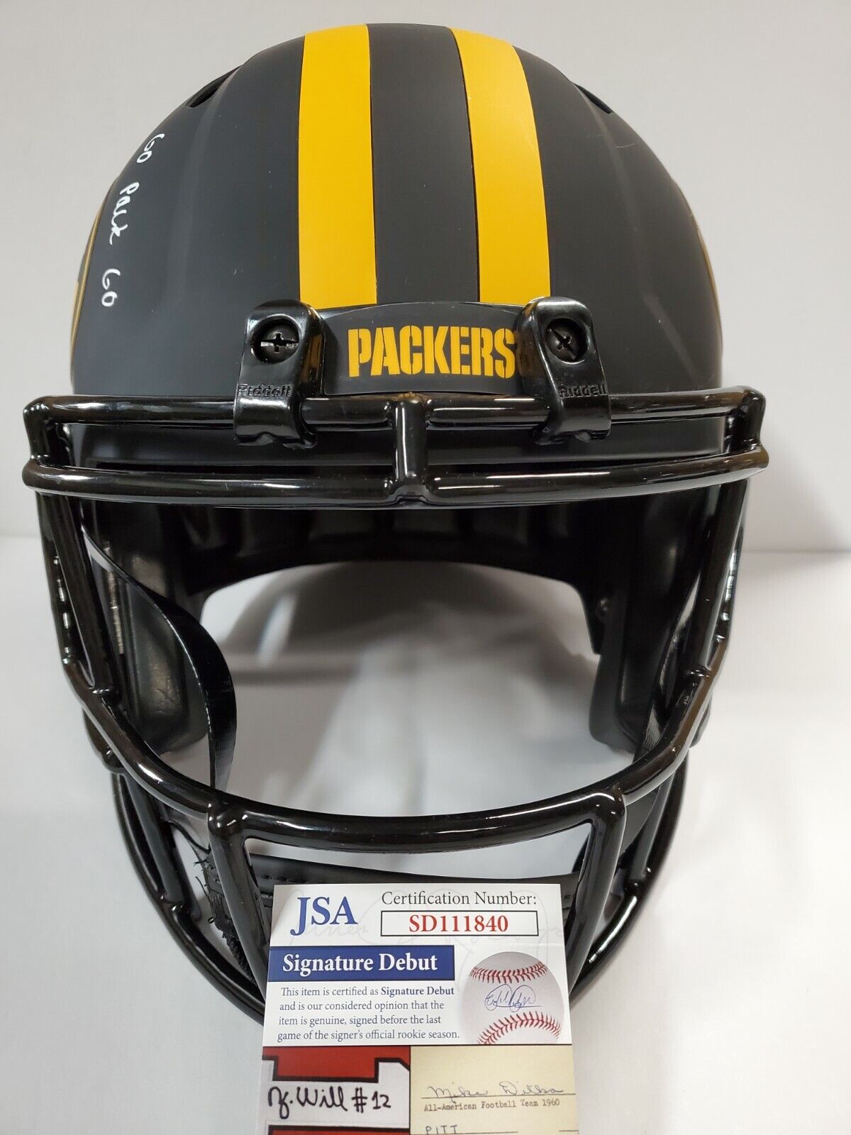 MVP Authentics Green Bay Packers Eric Stokes Signed 2X Insc F/S Eclipse Replica Helmet Jsa Coa 269.10 sports jersey framing , jersey framing