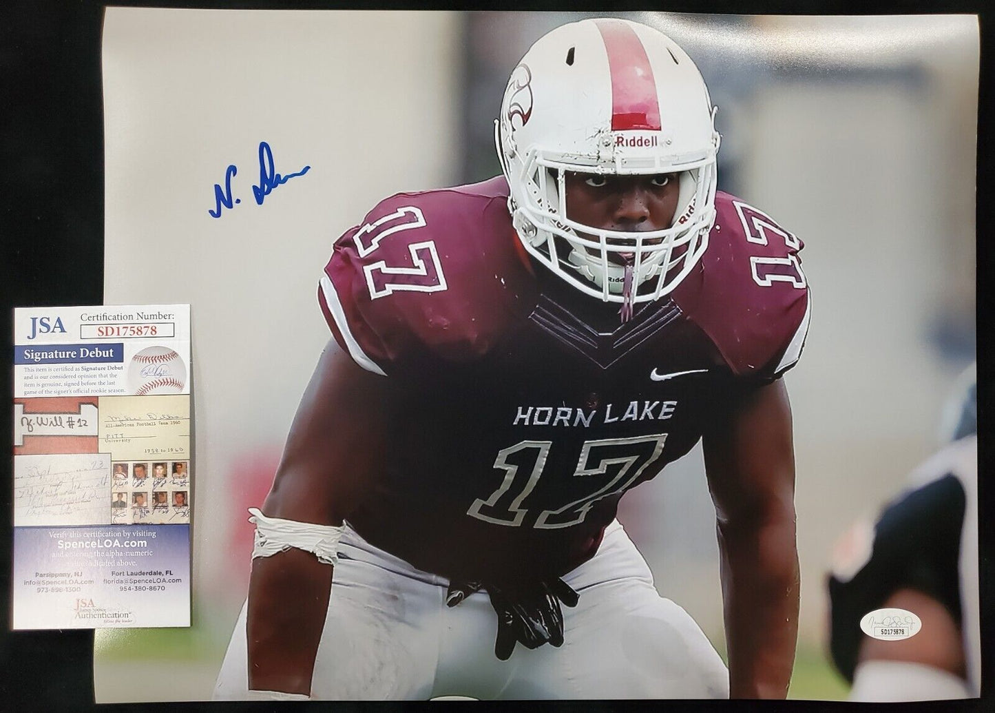 MVP Authentics Horn Lake Eagles Nakobe Dean Autographed Signed 11X14 Photo Jsa Coa 58.50 sports jersey framing , jersey framing