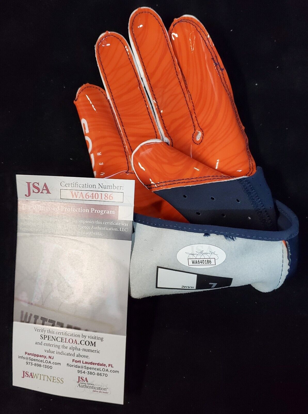 MVP Authentics Denver Broncos Damarri Mathis Autographed Signed Glove Jsa Coa 90 sports jersey framing , jersey framing