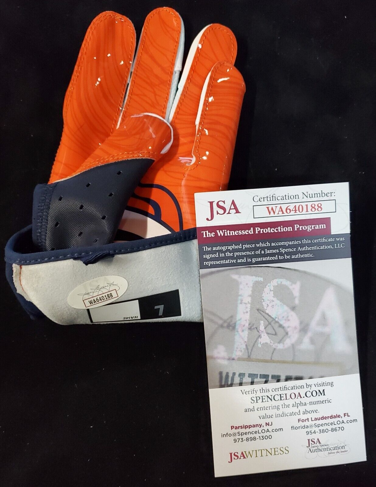 MVP Authentics Denver Broncos Damarri Mathis Autographed Signed Glove Jsa Coa 90 sports jersey framing , jersey framing