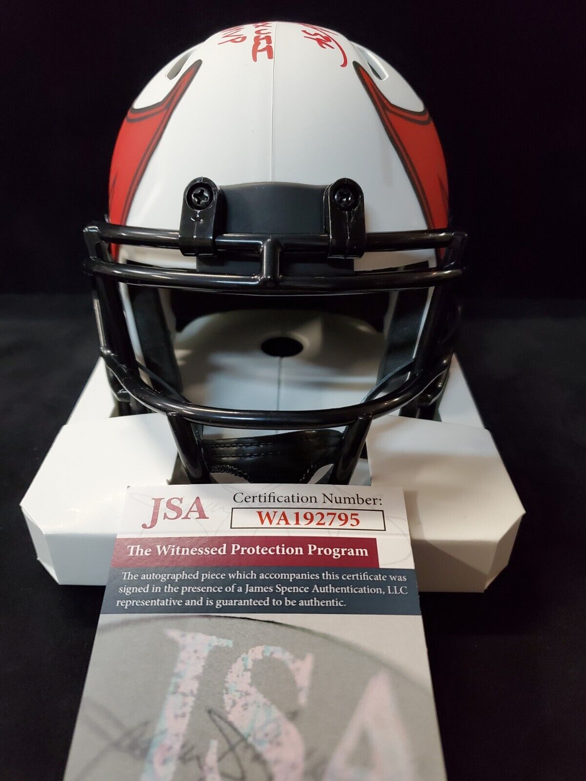 MVP Authentics Tampa Bay Bucs Dexter Jackson Autographed Inscribed Lunar Mini Helmet Jsa Coa 116.10 sports jersey framing , jersey framing