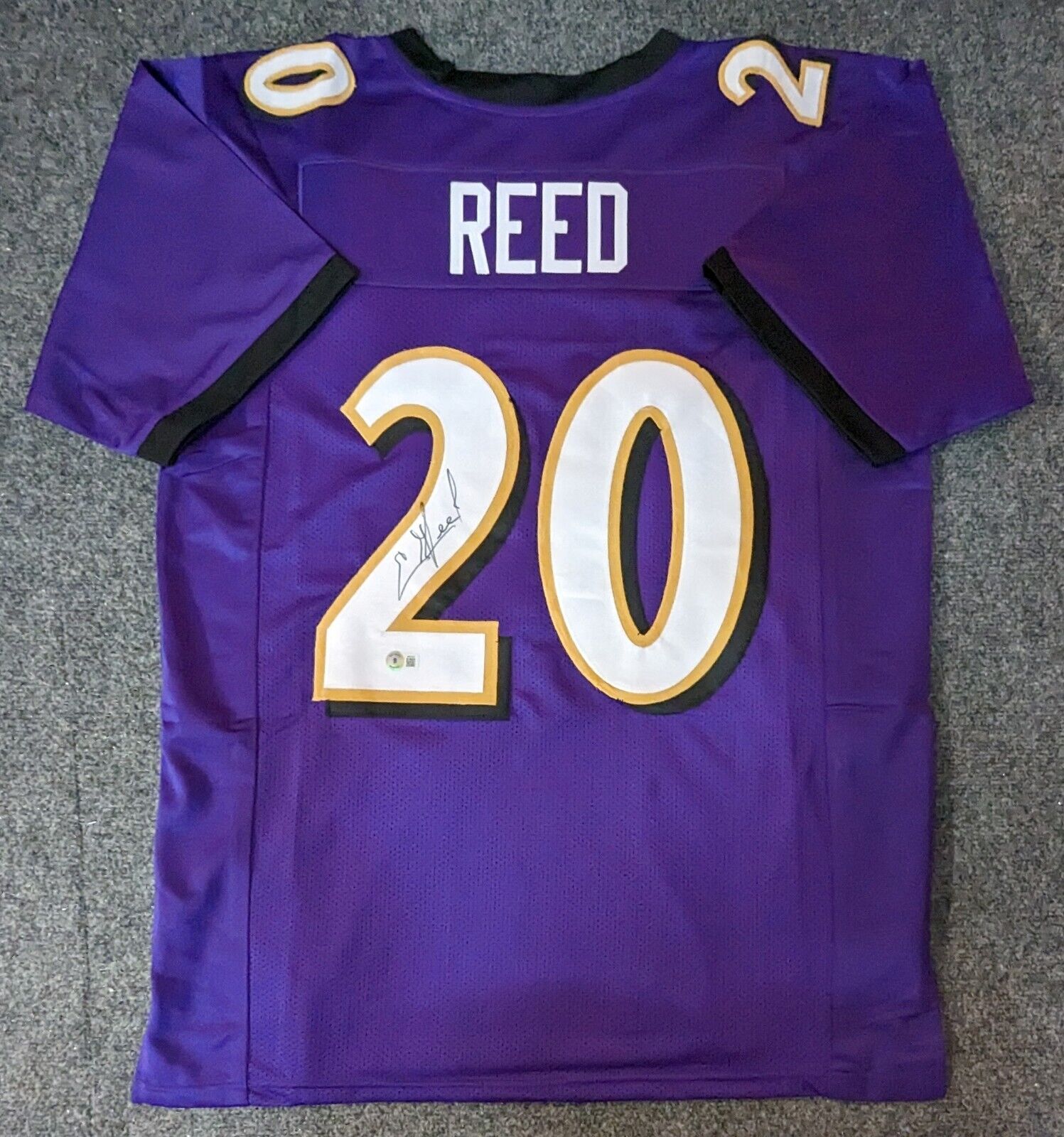 Ed Reed Baltimore Ravens Autographed Black Mitchell & Ness Authentic Jersey  with HOF 19 Inscription