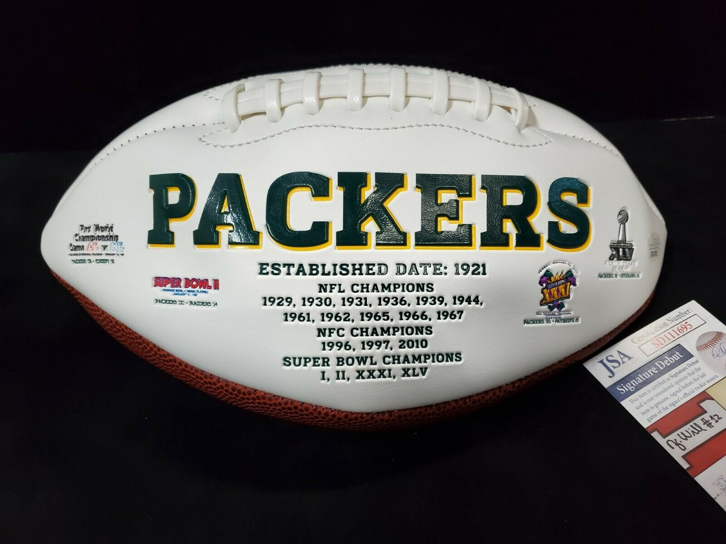 MVP Authentics GREEN BAY PACKERS ERIC STOKES AUTOGRAPHED SIGNED INSCRIBED LOGO FOOTBALL JSA COA 135 sports jersey framing , jersey framing