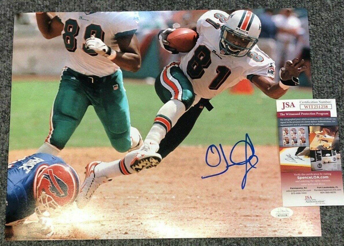 MVP Authentics Miami Dolphins Oj Mcduffie Autographed Signed 11X14 Photo Jsa Coa 71.10 sports jersey framing , jersey framing