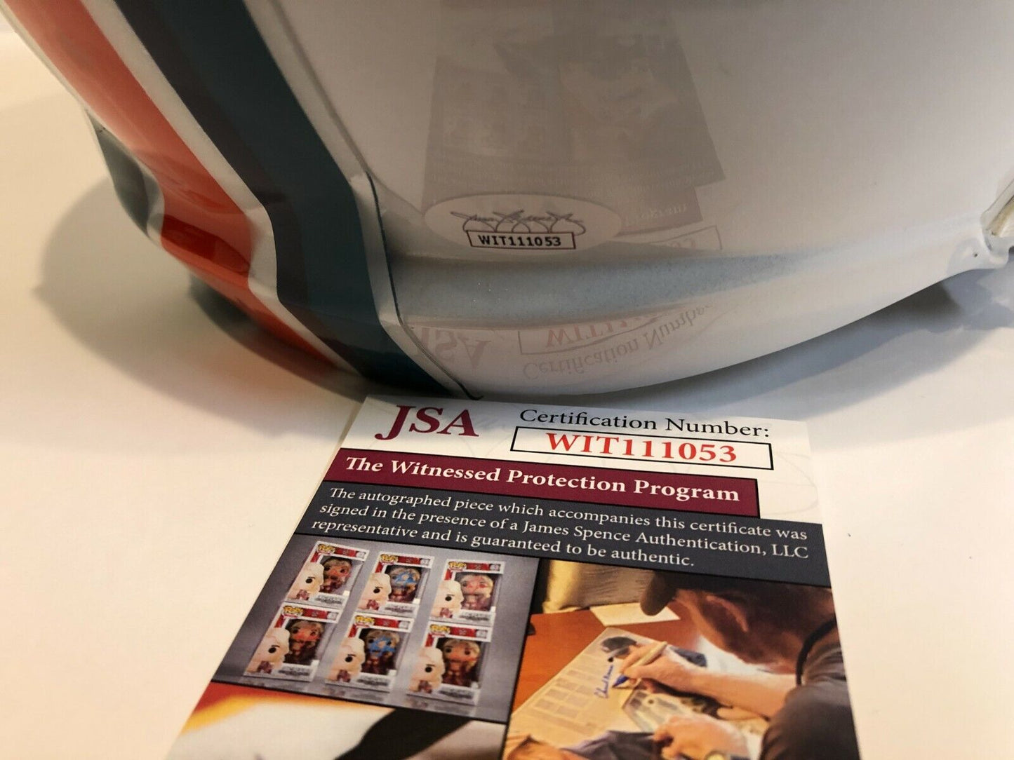 MVP Authentics Zach Thomas Signed Inscrib Miami Dolphins Full Size Speed Replica Helmet Jsa Coa 449.10 sports jersey framing , jersey framing