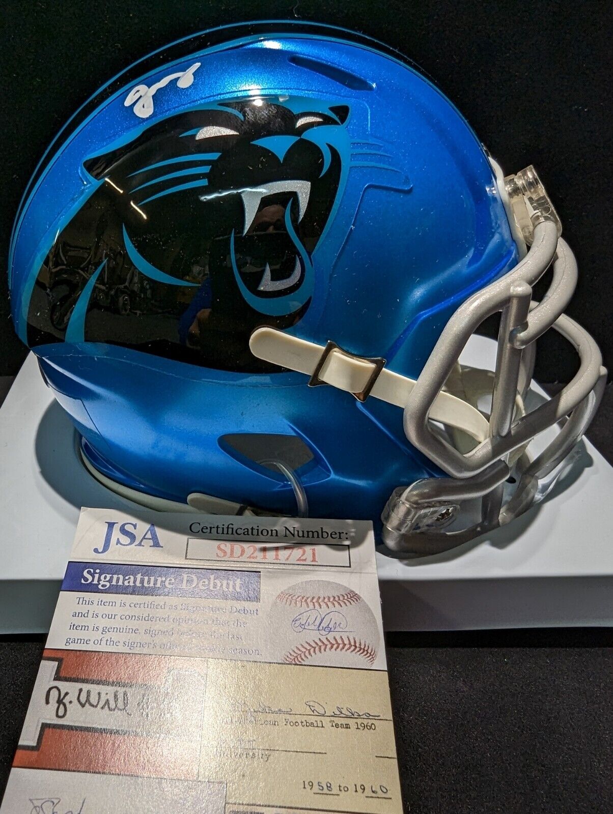 Carolina Panthers Jonathan Mingo Signed Flash Mini Helmet Jsa Coa