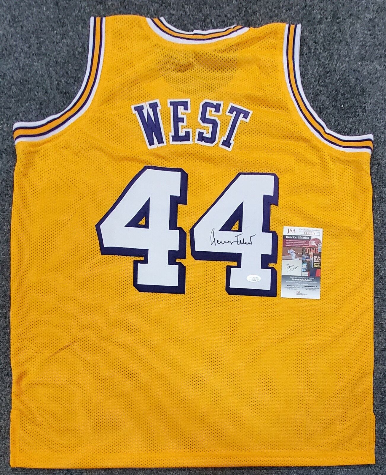 Jerry West Signed Lakers Throwback Warm-Up Jersey (PSA COA)