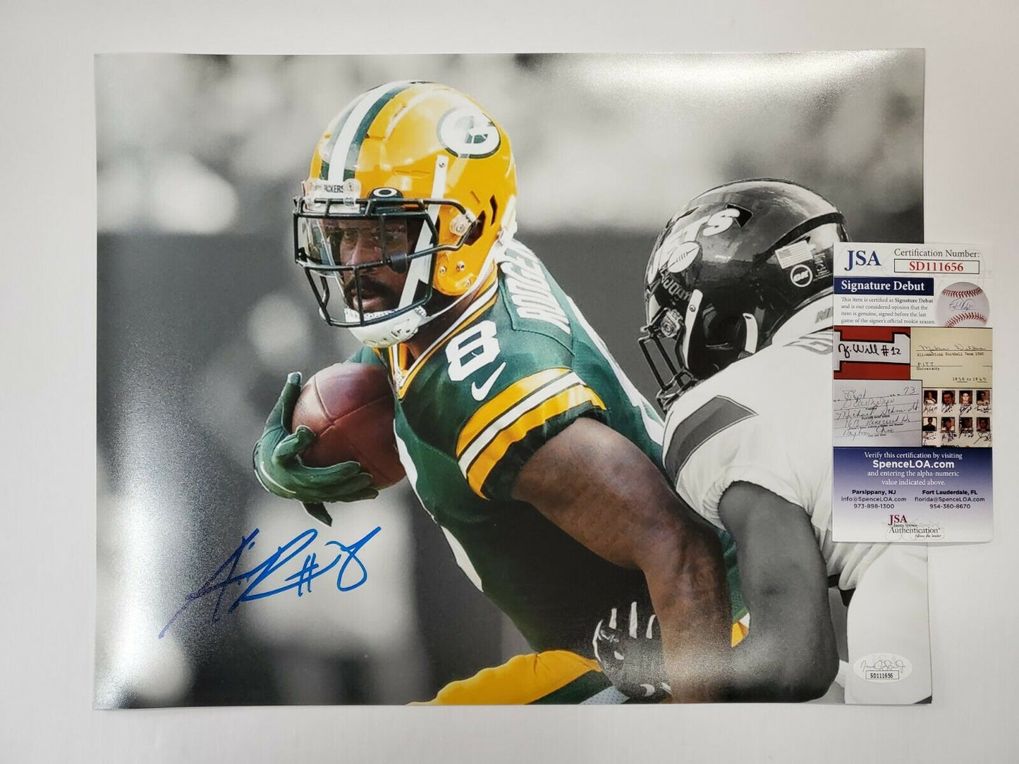 MVP Authentics Green Bay Packers Amari Rodgers Autographed 11X14 Photo Jsa Coa 71.10 sports jersey framing , jersey framing