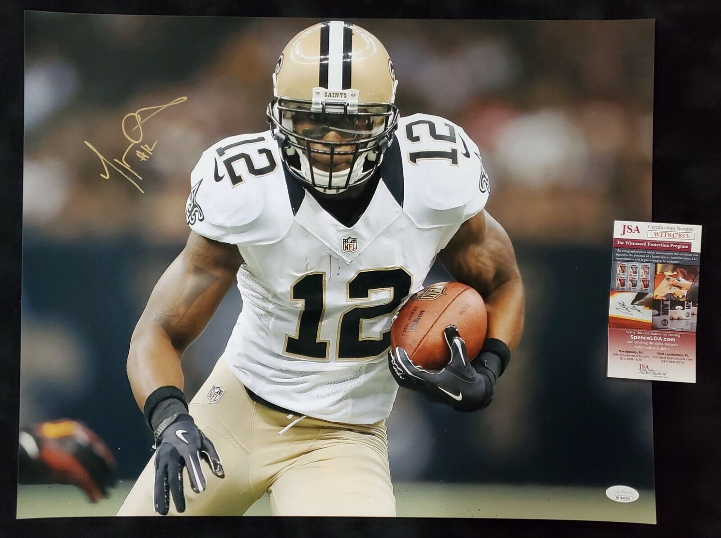 MVP Authentics New Orleans Saints Marques Colston Autographed 16X20 Photo Jsa Coa 107.10 sports jersey framing , jersey framing